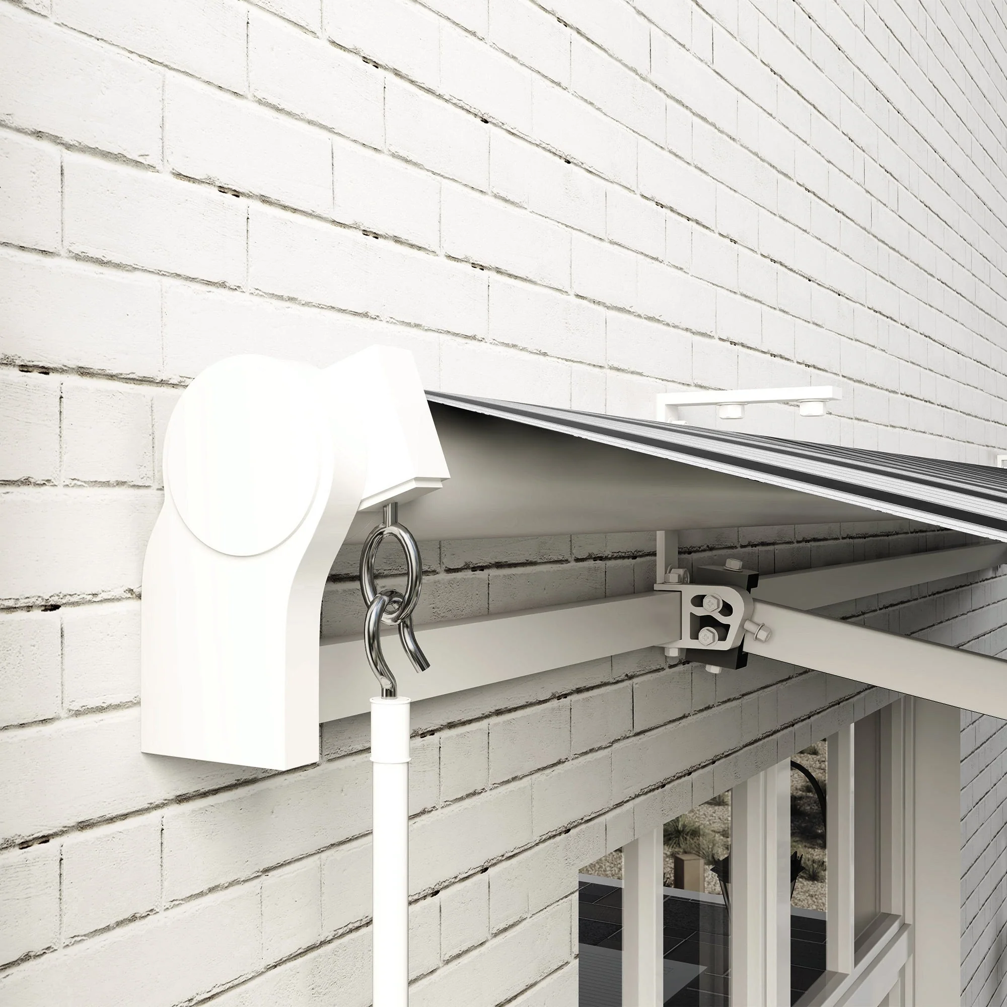 Balcony Awning UV-Resistant Hand Crank Aluminum Polyester, White+Blue - Image 8