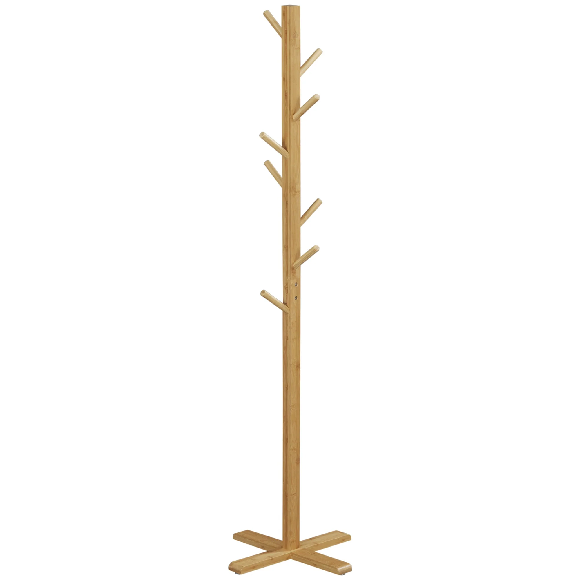 Bamboo coat rack, 8 hooks, clothes rack, stylish & functional - Image 2