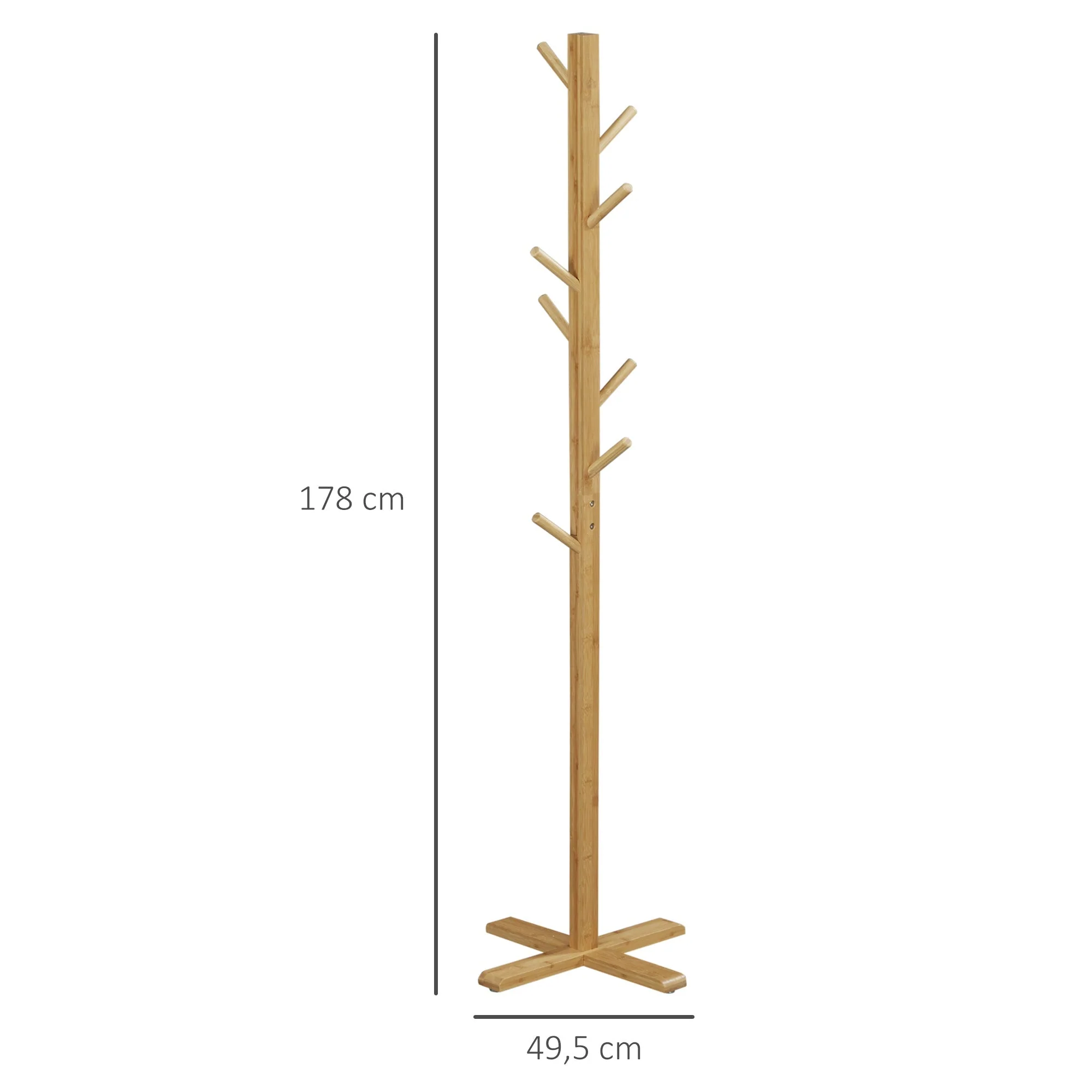 Bamboo coat rack, 8 hooks, clothes rack, stylish & functional - Image 3