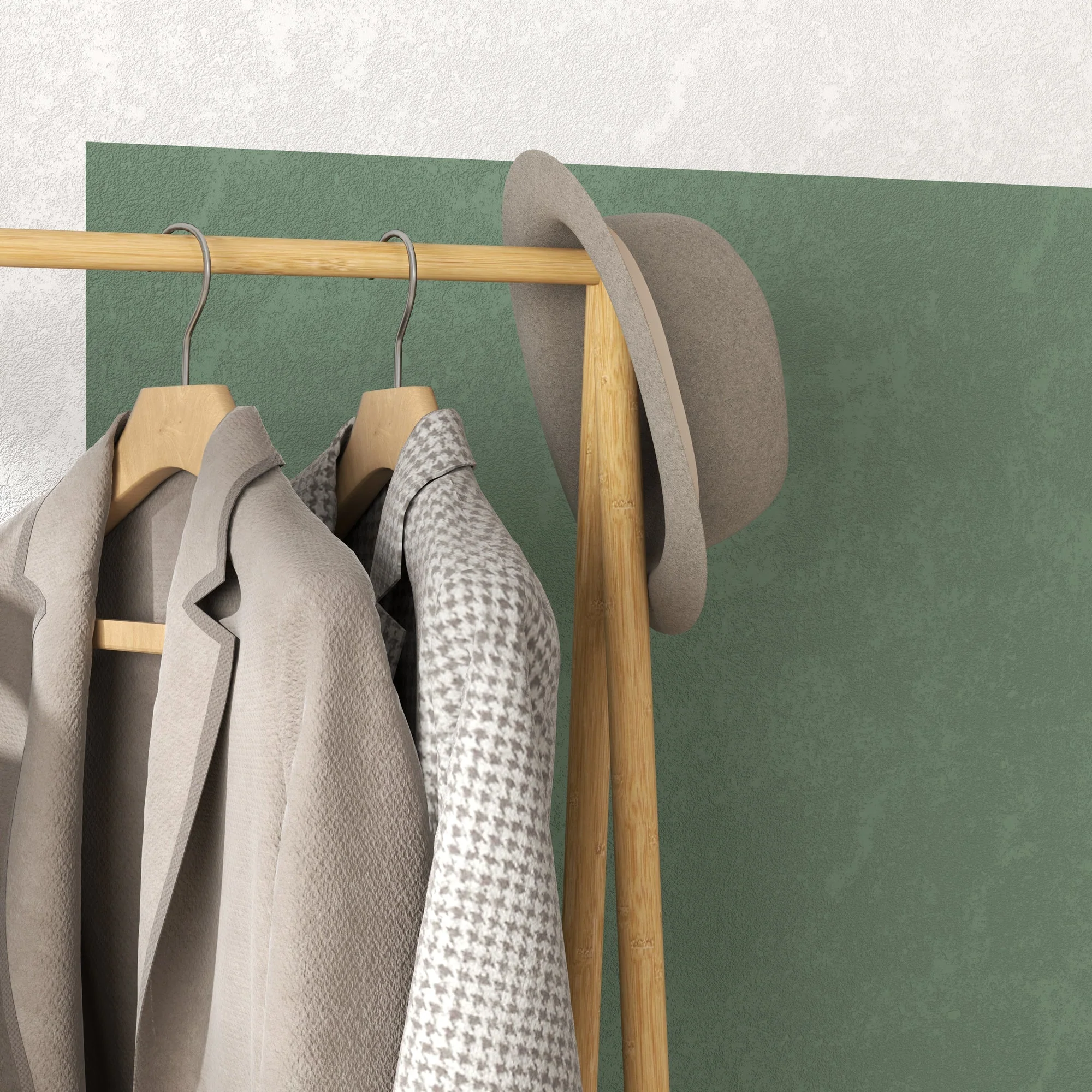 Bamboo Coat Rack, Clothes Rack with Shelves & Hooks, Natural Wood - Image 7