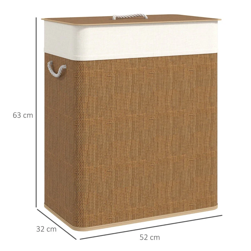 Bamboo Laundry Basket 100L with Rope Handles, Brown - Image 3