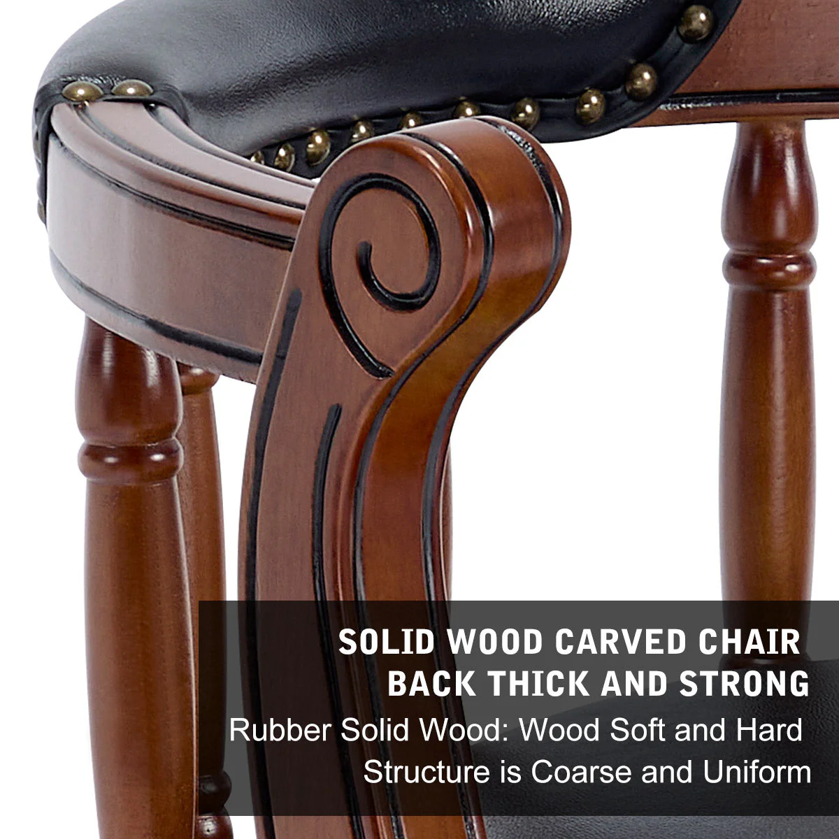 Bar Stools 360° Swivel with Backs Bar Counter Height - Cow Top Leather Wooden - Image 16