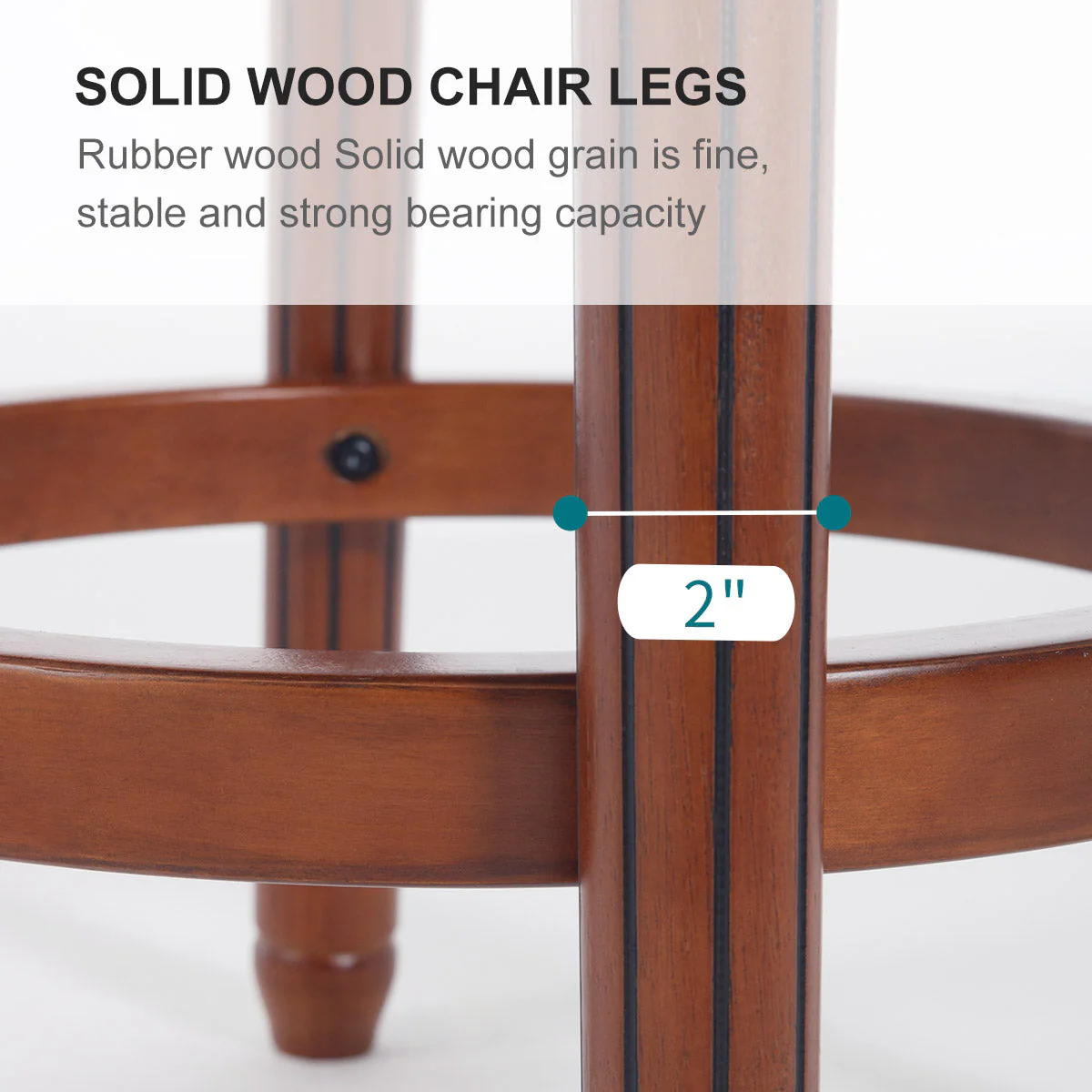 Bar Stools 360° Swivel with Backs Bar Counter Height - Cow Top Leather Wooden - Image 18
