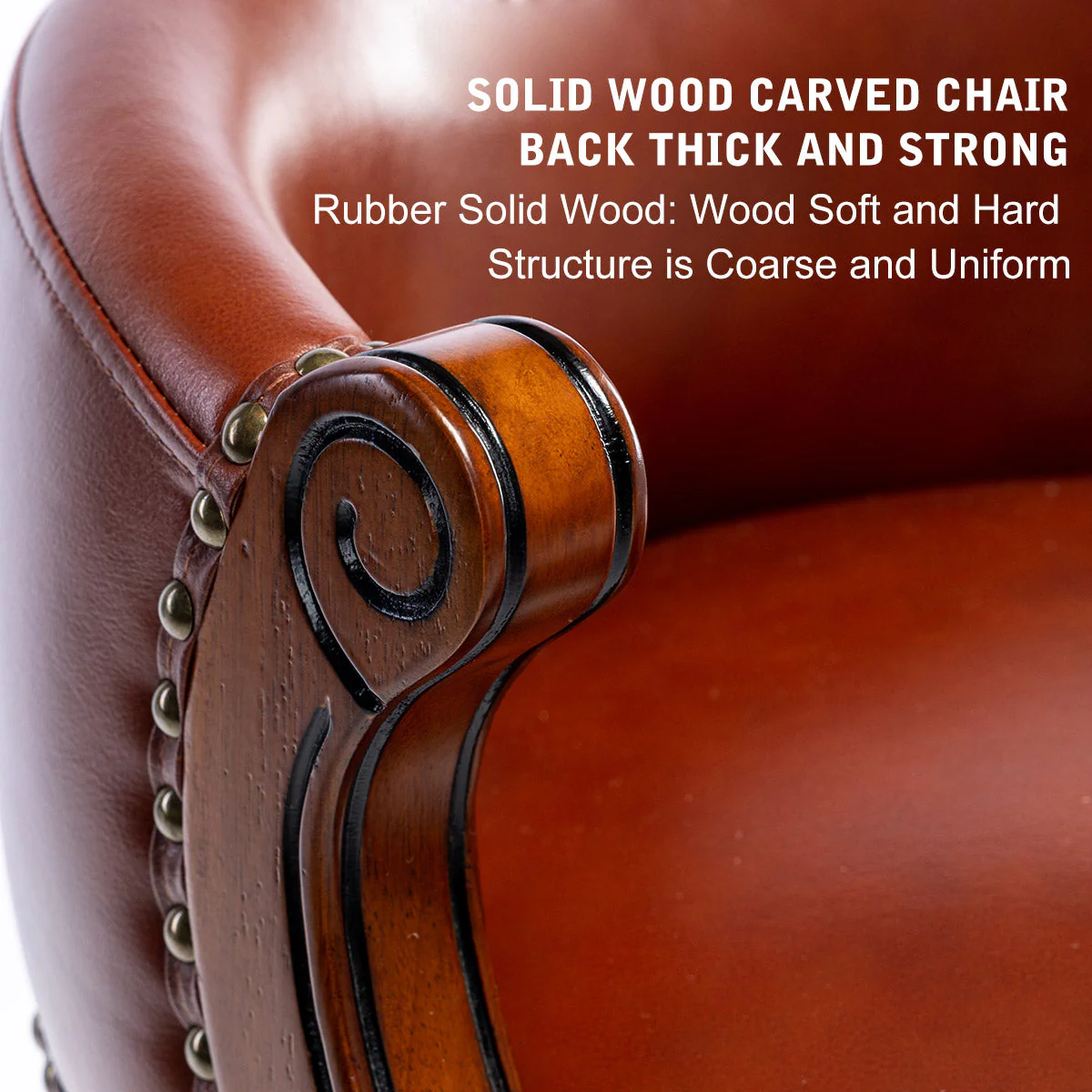 Bar Stools 360° Swivel With Backs Counter/Bar Height - Cow Leather, Wood - Image 3