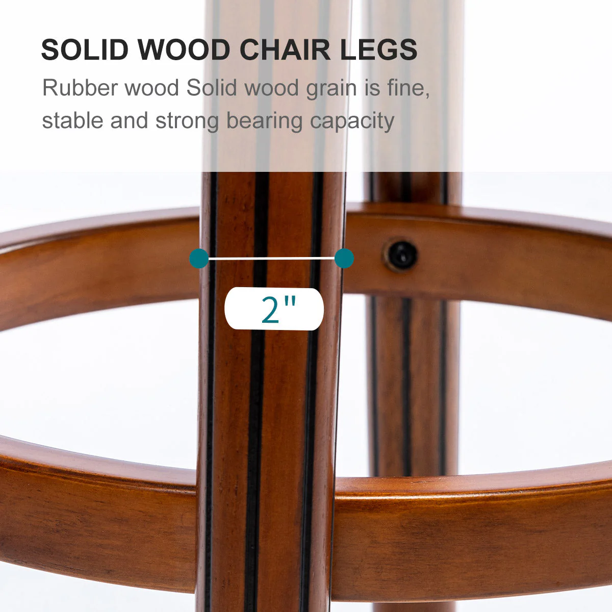 Bar Stools 360° Swivel With Backs Counter/Bar Height - Cow Leather, Wood - Image 7