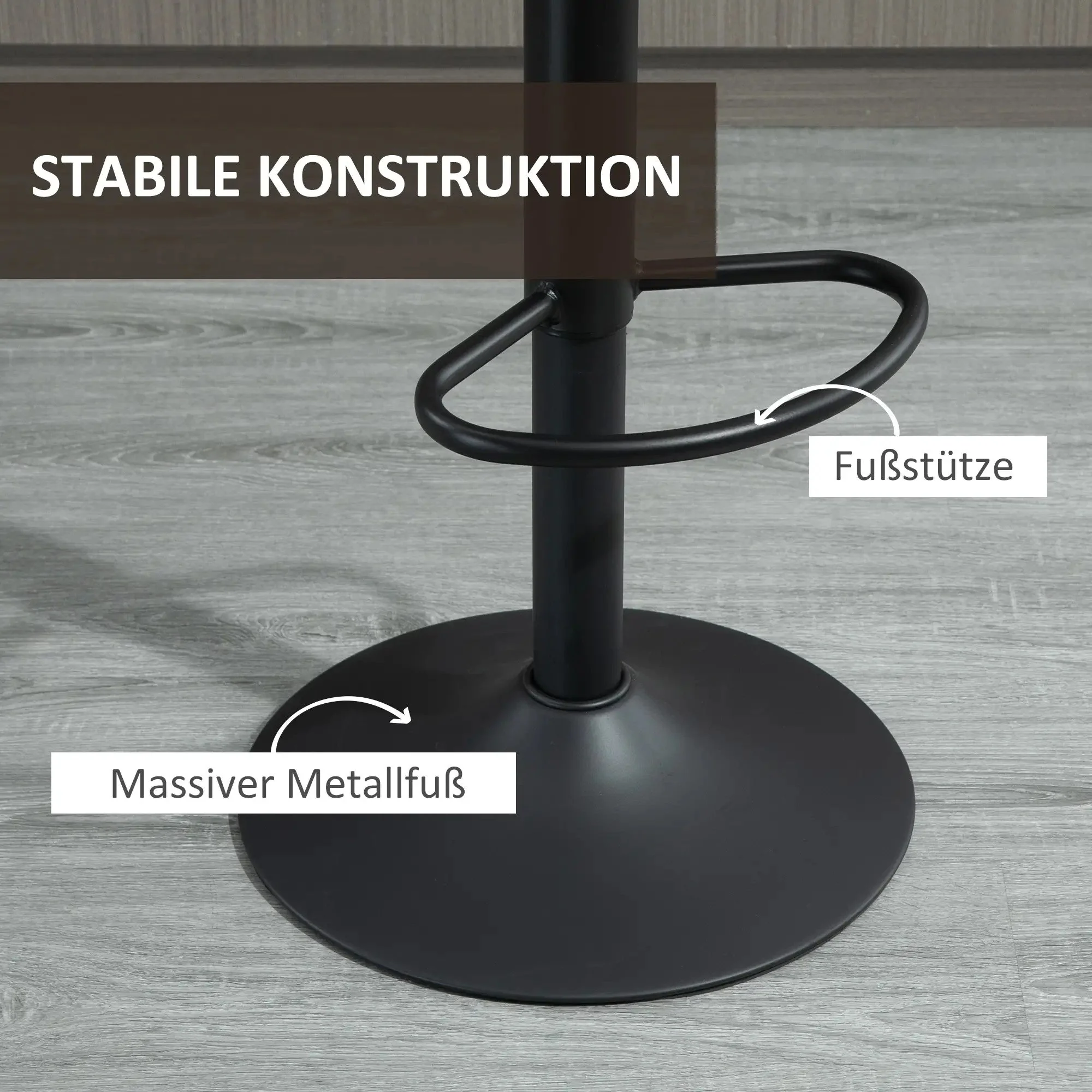 Bar Stools, Height Adjustable Swivel Chair, Brown Polyester - Image 6