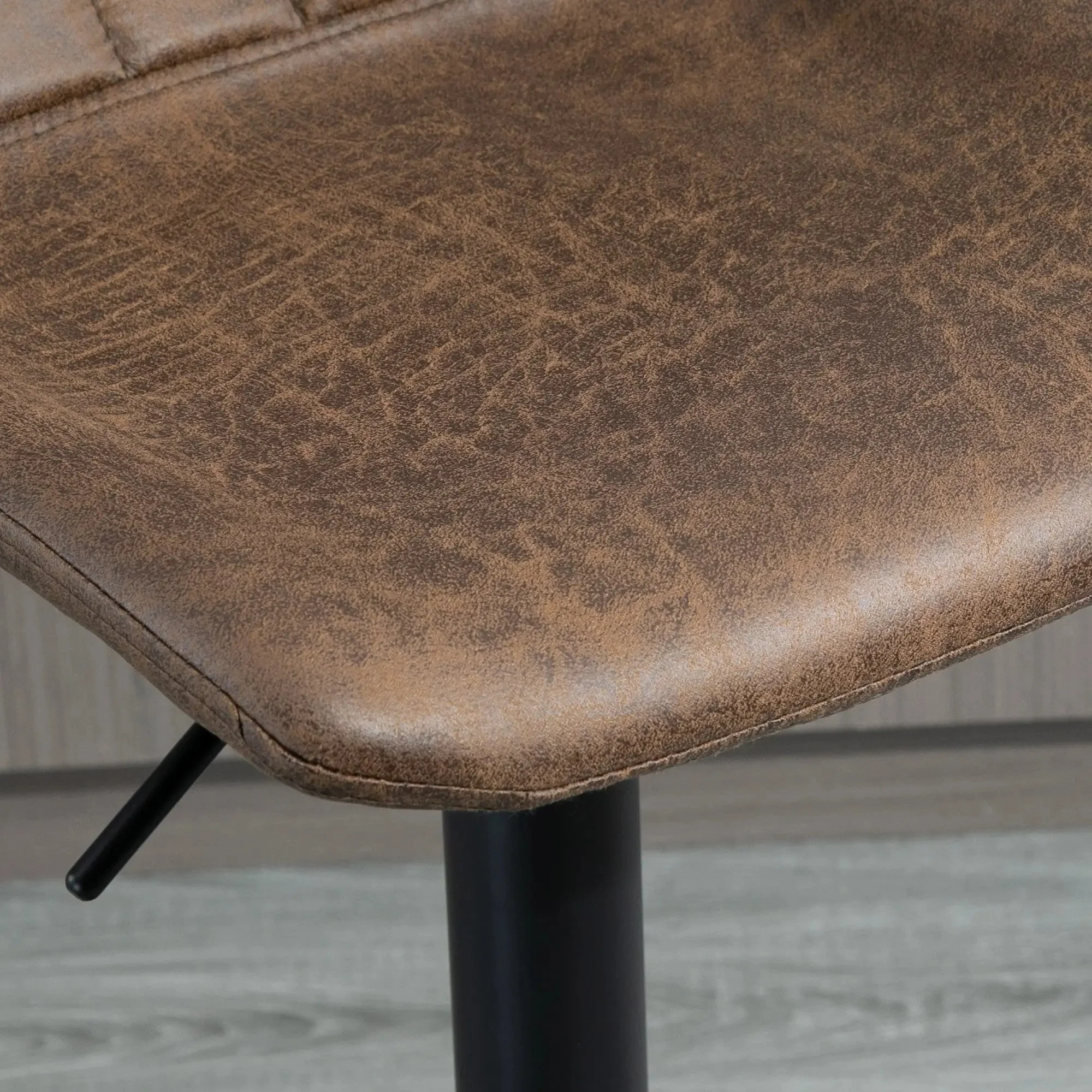 Bar Stools, Height Adjustable Swivel Chair, Brown Polyester - Image 7