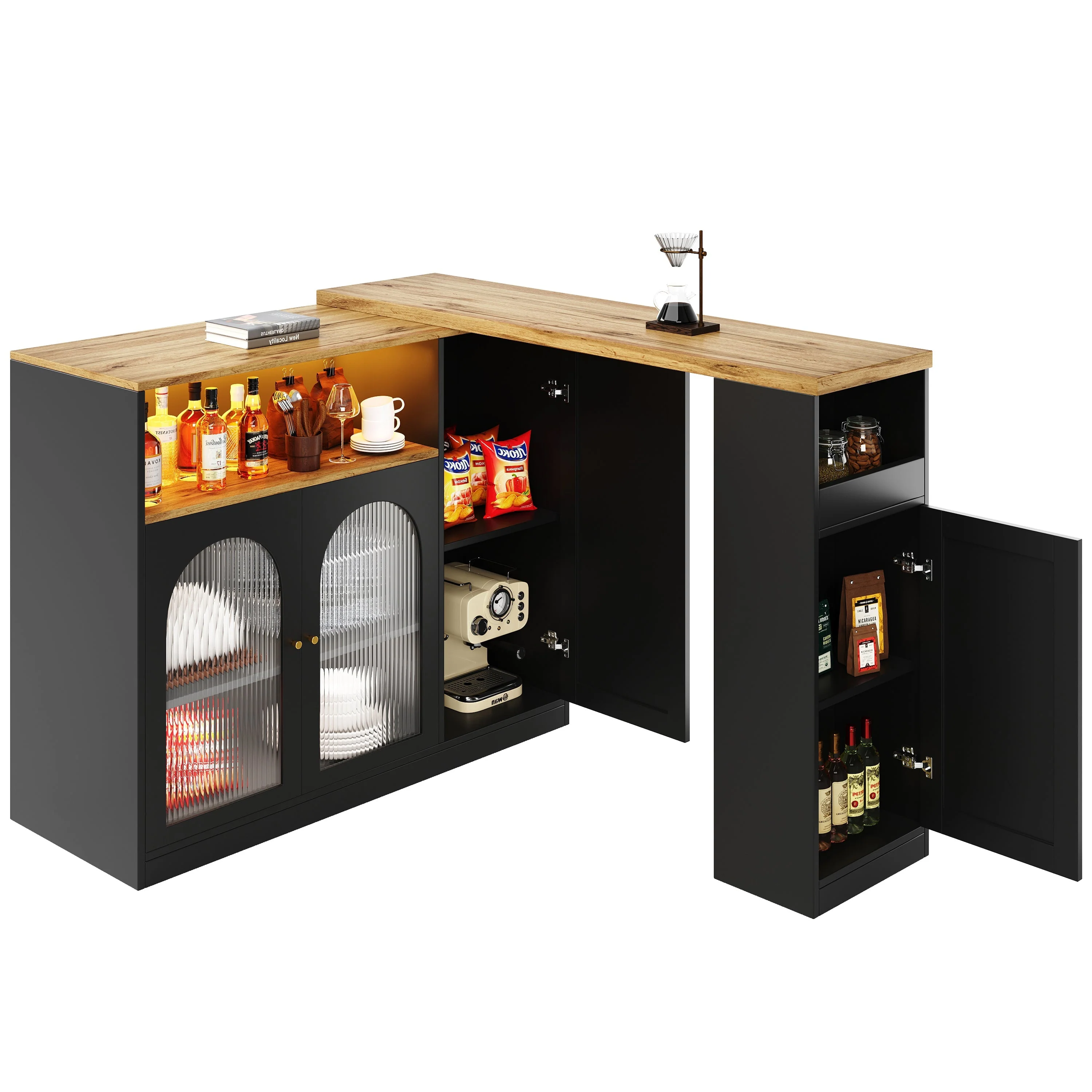Bar Table, 360° Rotating with LED Light, Matte Black - Image 6