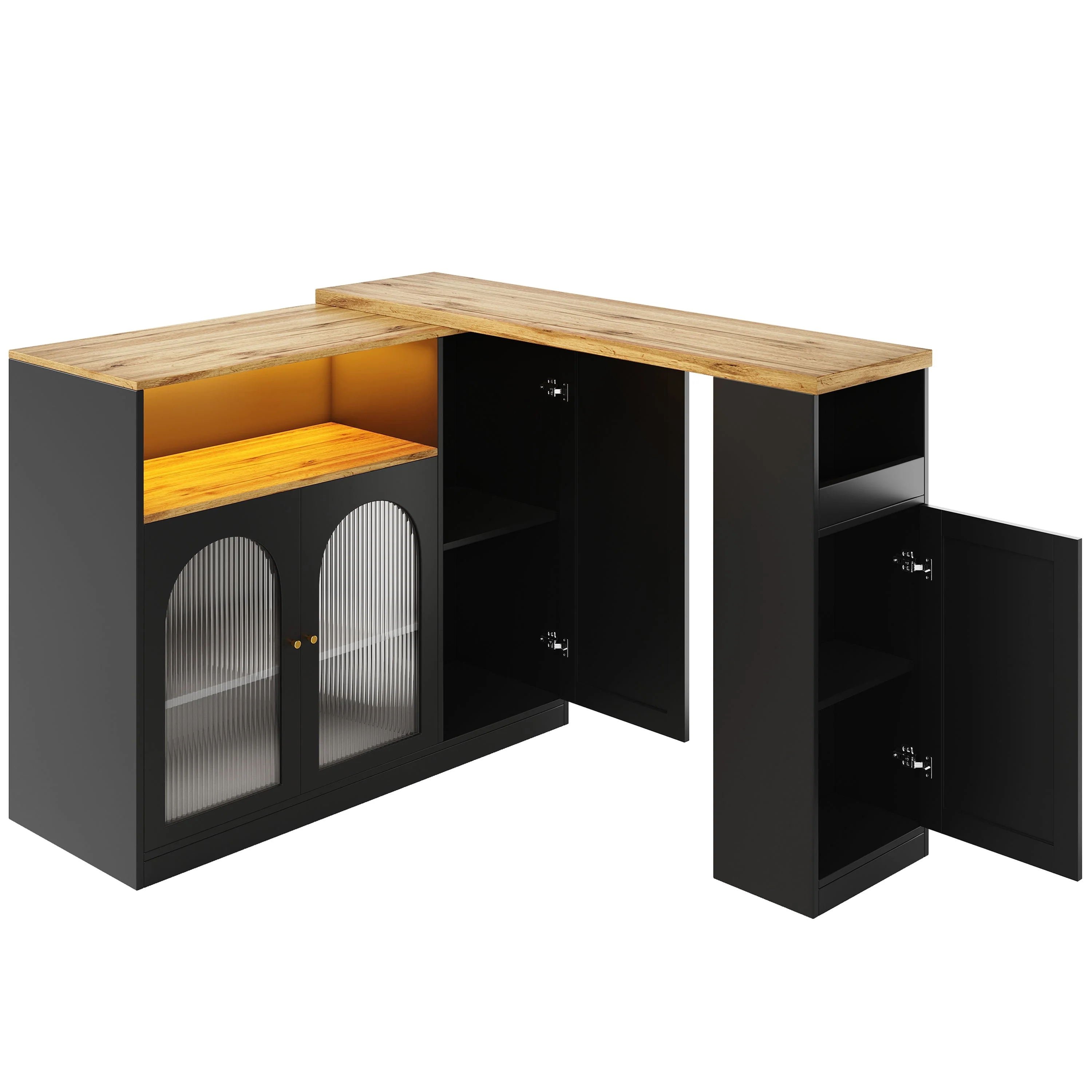 Bar Table, 360° Rotating with LED Light, Matte Black - Image 7