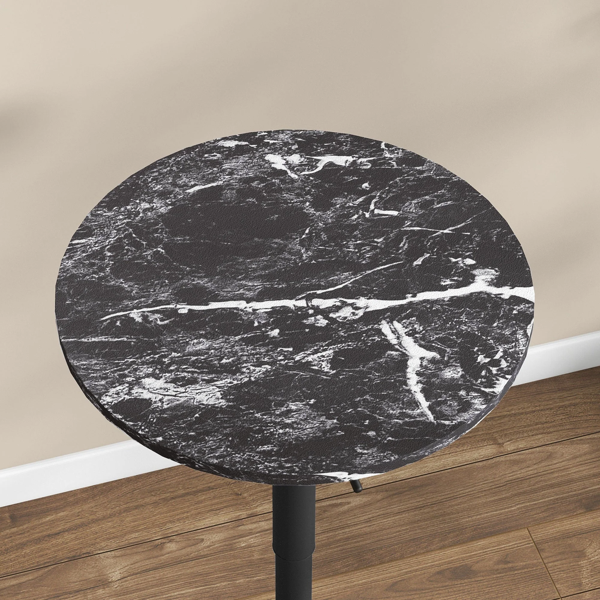 Bar Table Round Dining Table Marble Look Black - Image 7