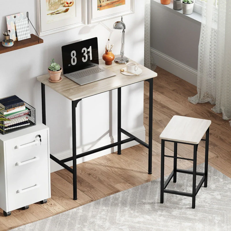 Bar Table Set, Dining with 2 Chairs, Non-Slip, Natural Wood - Image 7