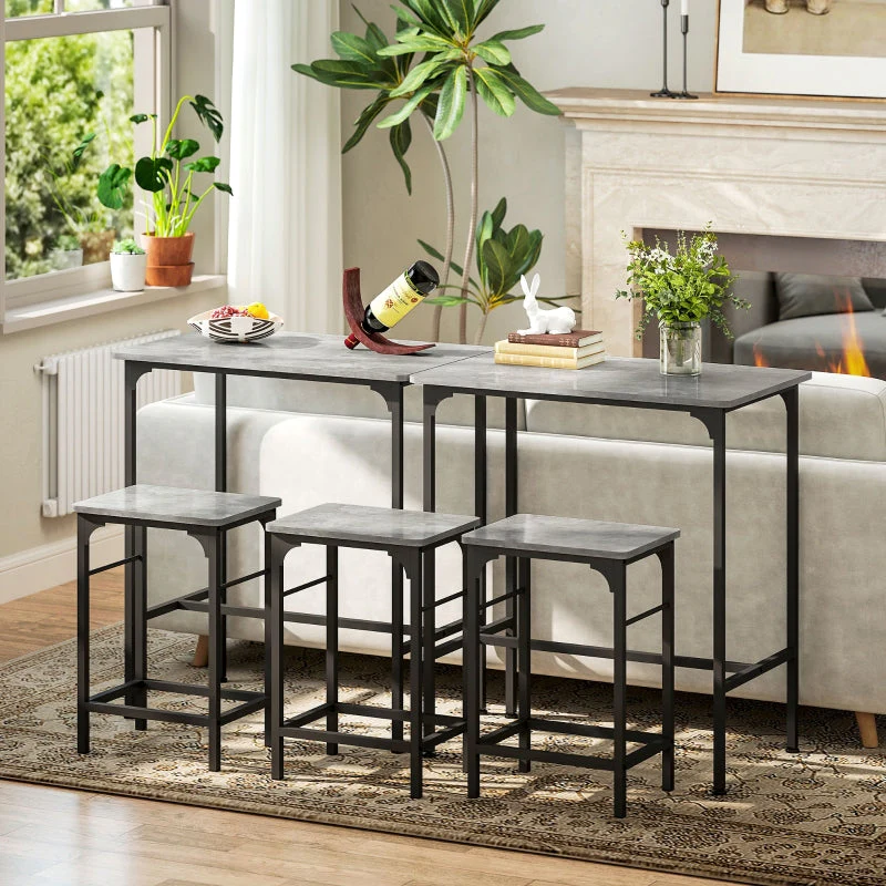 Bar Table Set with Bar Stools, 2 Chairs, Grey - Image 7