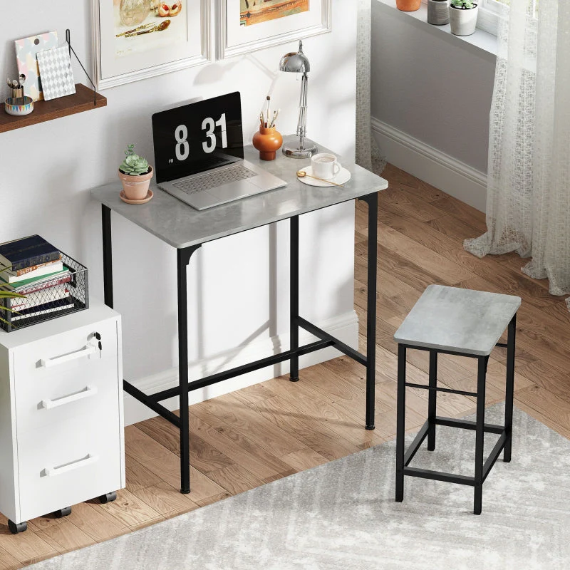 Bar Table Set with Bar Stools, 2 Chairs, Grey - Image 8