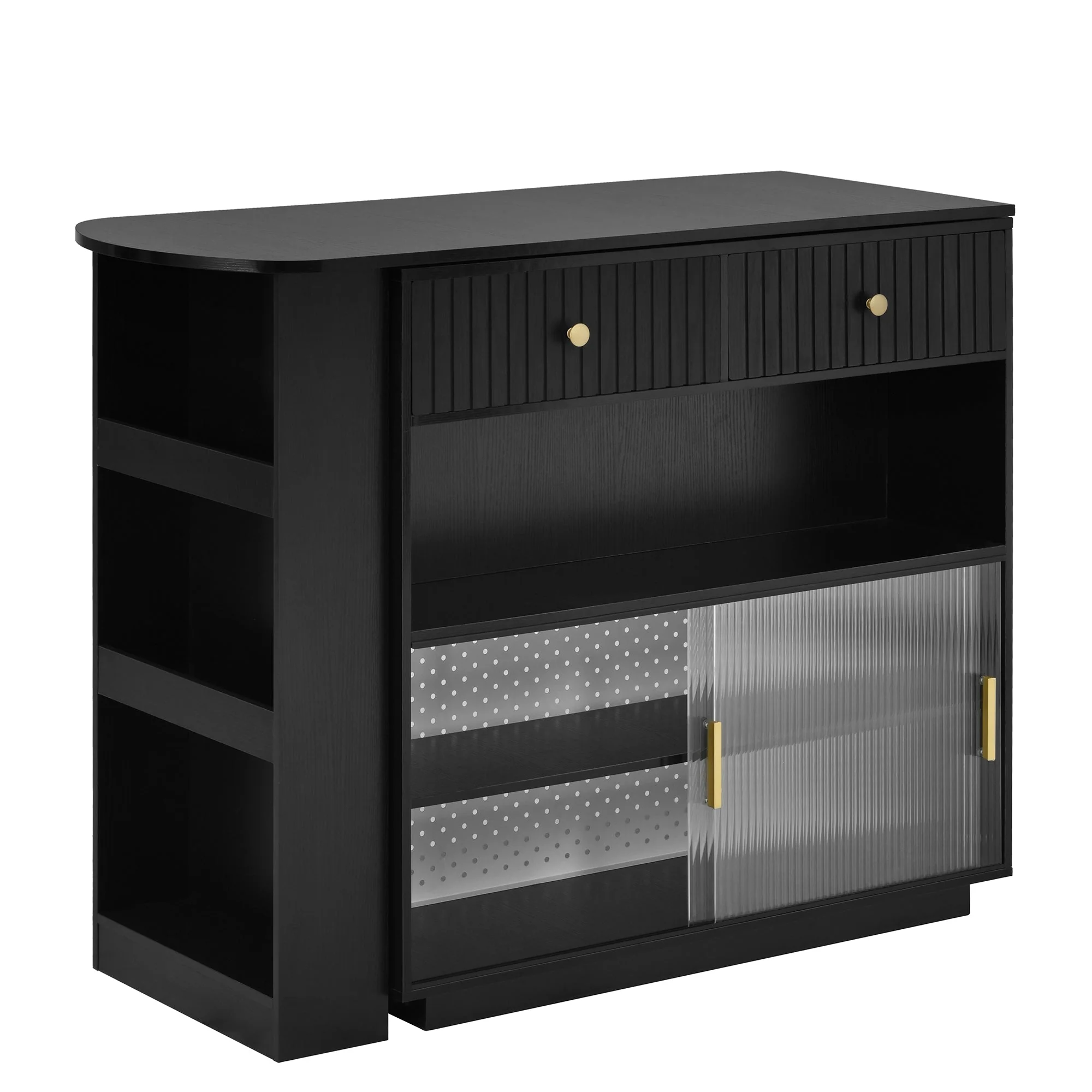 Bar Table Sideboard Extendable 360° Rotating with LED Lighting Sockets Black - Image 10
