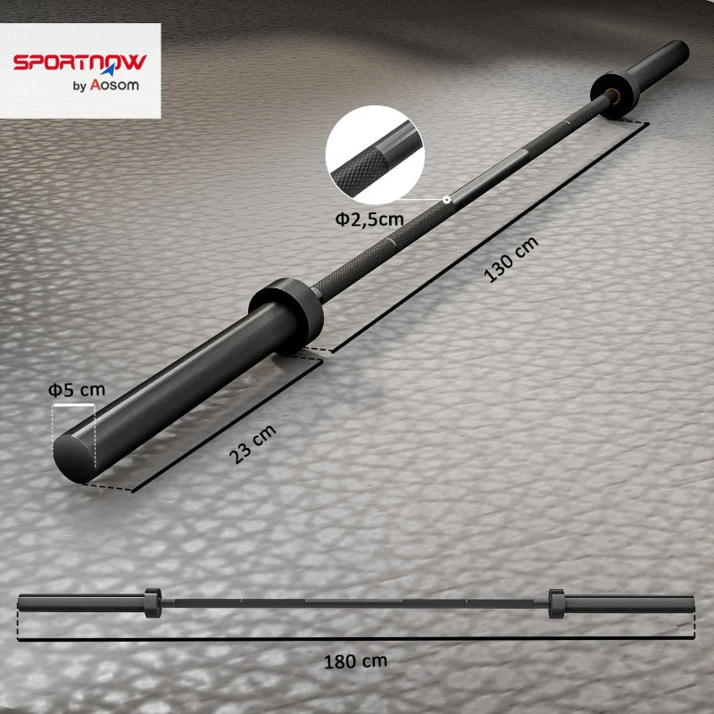Barbell, 180 cm Olympic Bar with 200 kg Load Capacity, Black Steel - Image 3