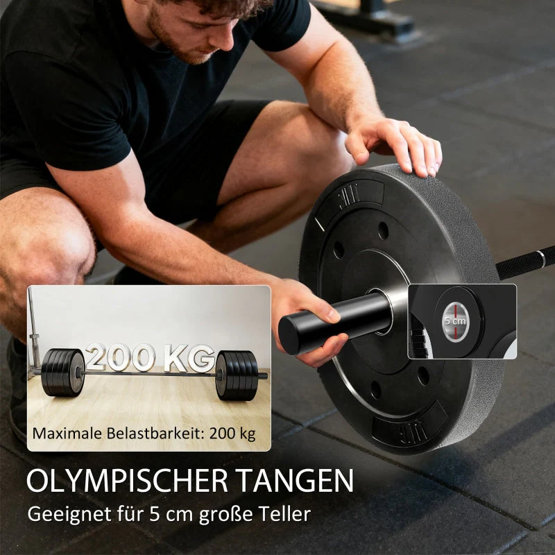 Barbell, 180 cm Olympic Bar with 200 kg Load Capacity, Black Steel - Image 4