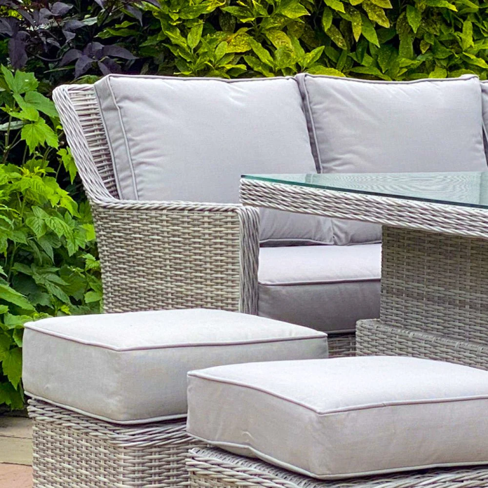 Barcelona - Corner Sofa Set with Rectangular Rising Table & Ice Bucket No Armchair (Grey) - Image 3