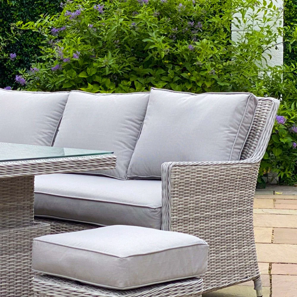 Barcelona - Corner Sofa Set with Rectangular Rising Table & Ice Bucket No Armchair (Grey) - Image 4