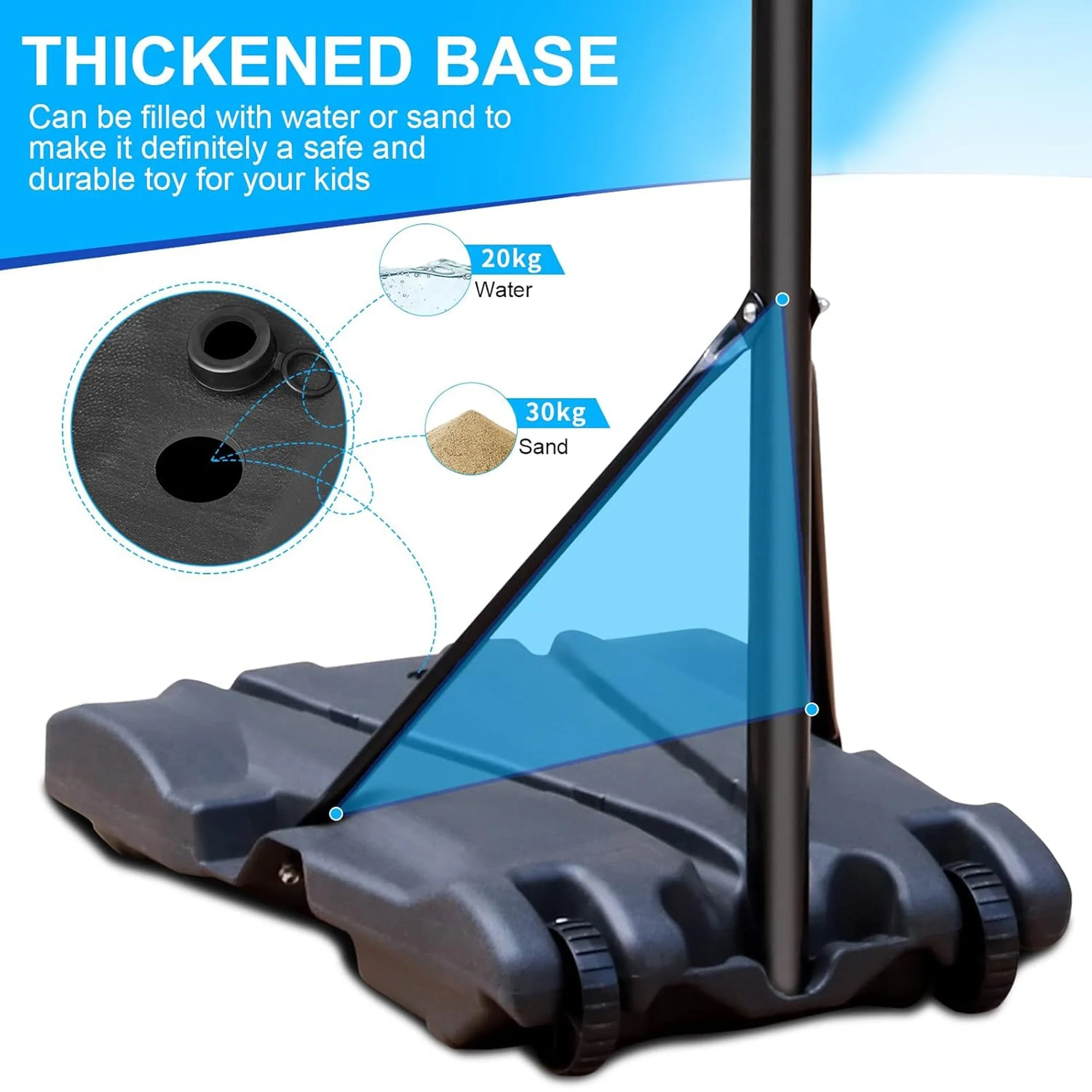 Basketball Hoop, Adjustable Height, Portable & Mobile, 8.5-10FT Range, Indoor/Outdoor Use - Image 6