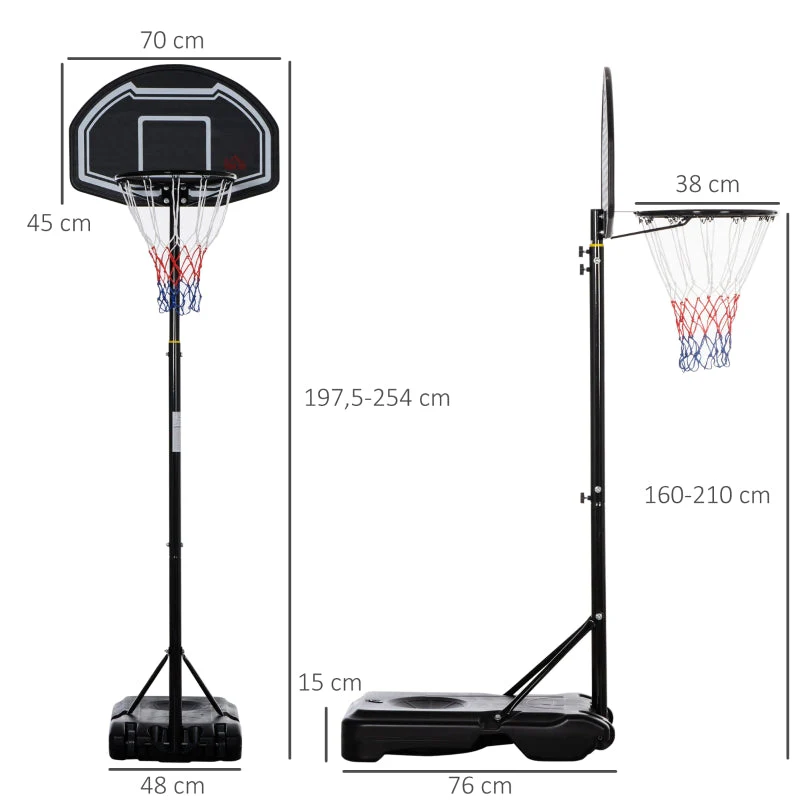 Basketball Hoop for Teenagers, 160-210 cm Height-Adjustable Stand with Wheels, Outdoor - Image 3