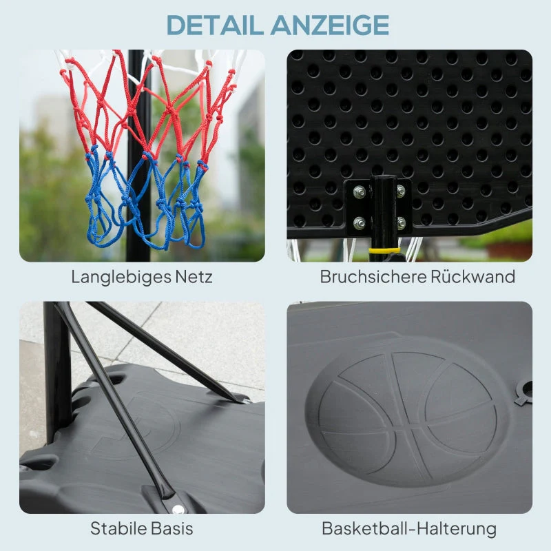Basketball Hoop for Teenagers, 160-210 cm Height-Adjustable Stand with Wheels, Outdoor - Image 7