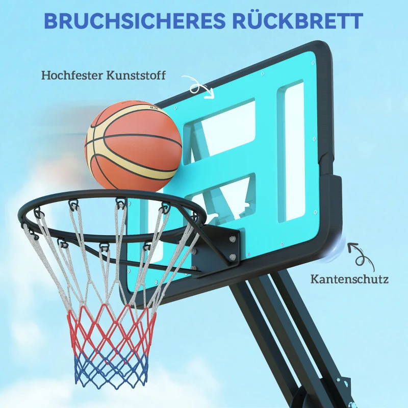 Basketball Hoop, Portable Height Adjustable with Backboard, Steel - Image 7