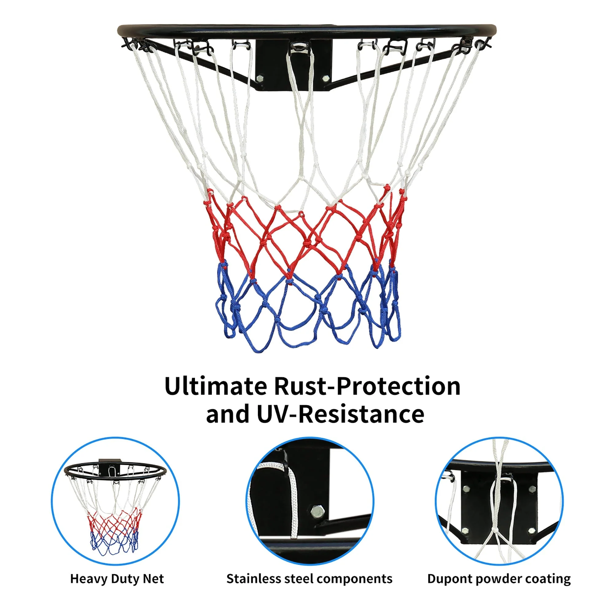 Basketball Rim, Durable Steel Weather-Resistant, Black - Image 5