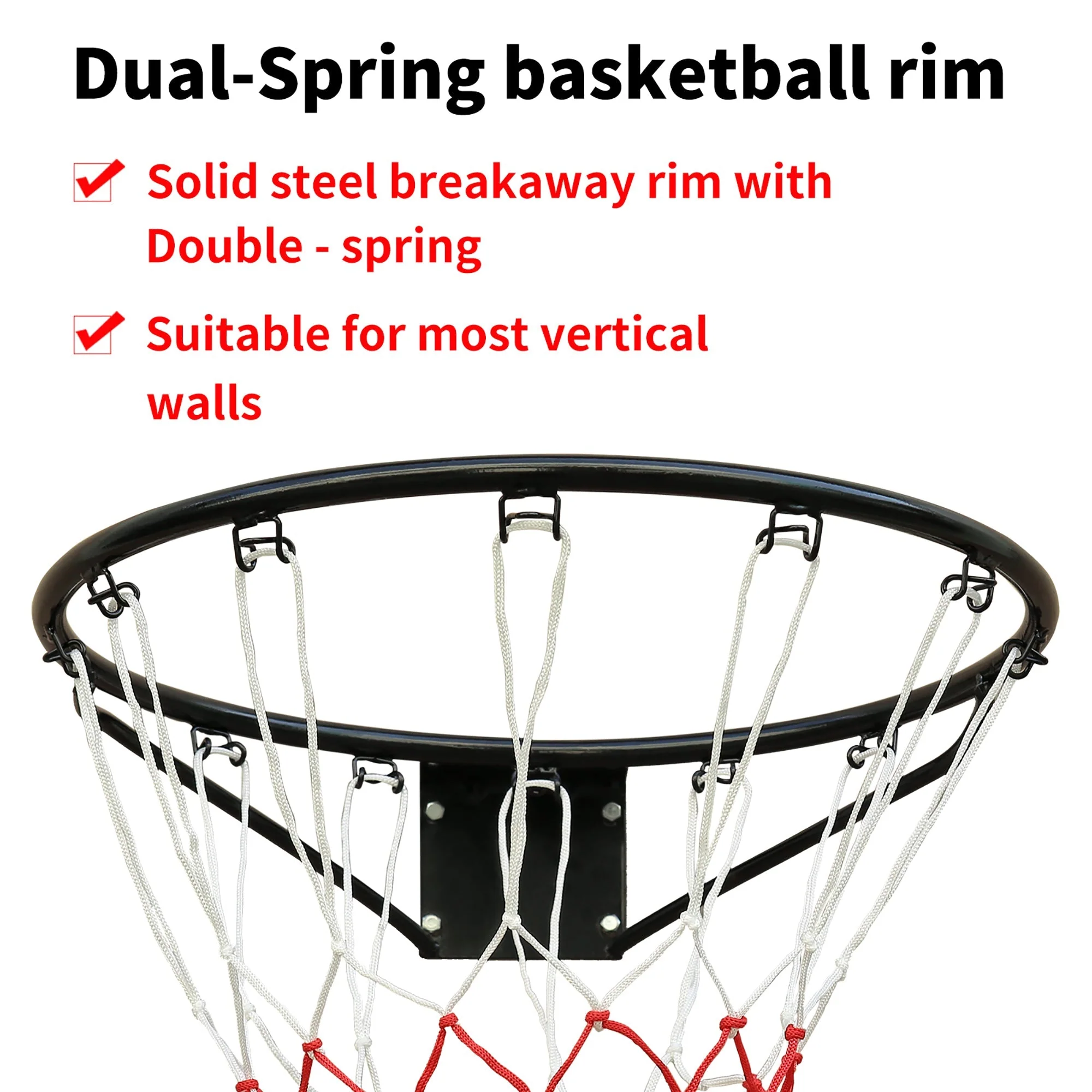 Basketball Rim, Durable Steel Weather-Resistant, Black - Image 6