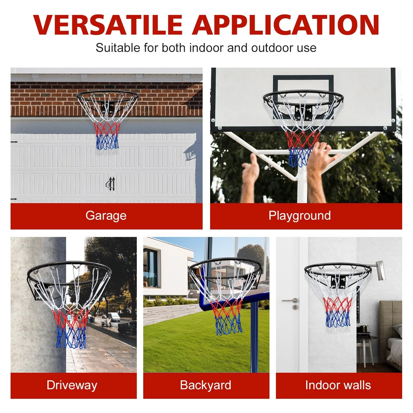 Basketball Rim Replacement, 45.72cm Wall/Door Mounted, Heavy Duty, Black - Image 8