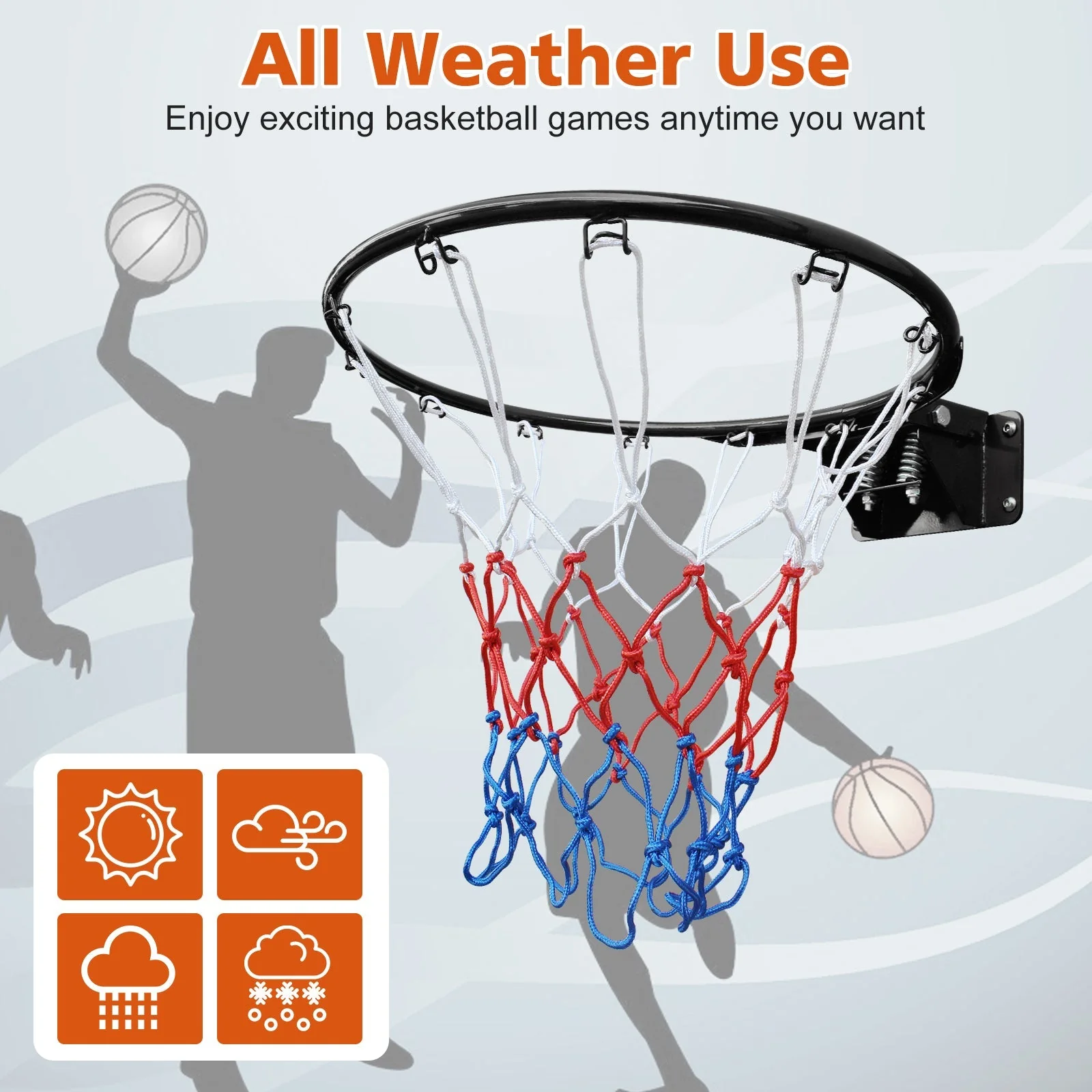 Basketball Rim Replacement, Double Spring Solid, In-Ground & Wall-Mounted Steel, Black - Image 5