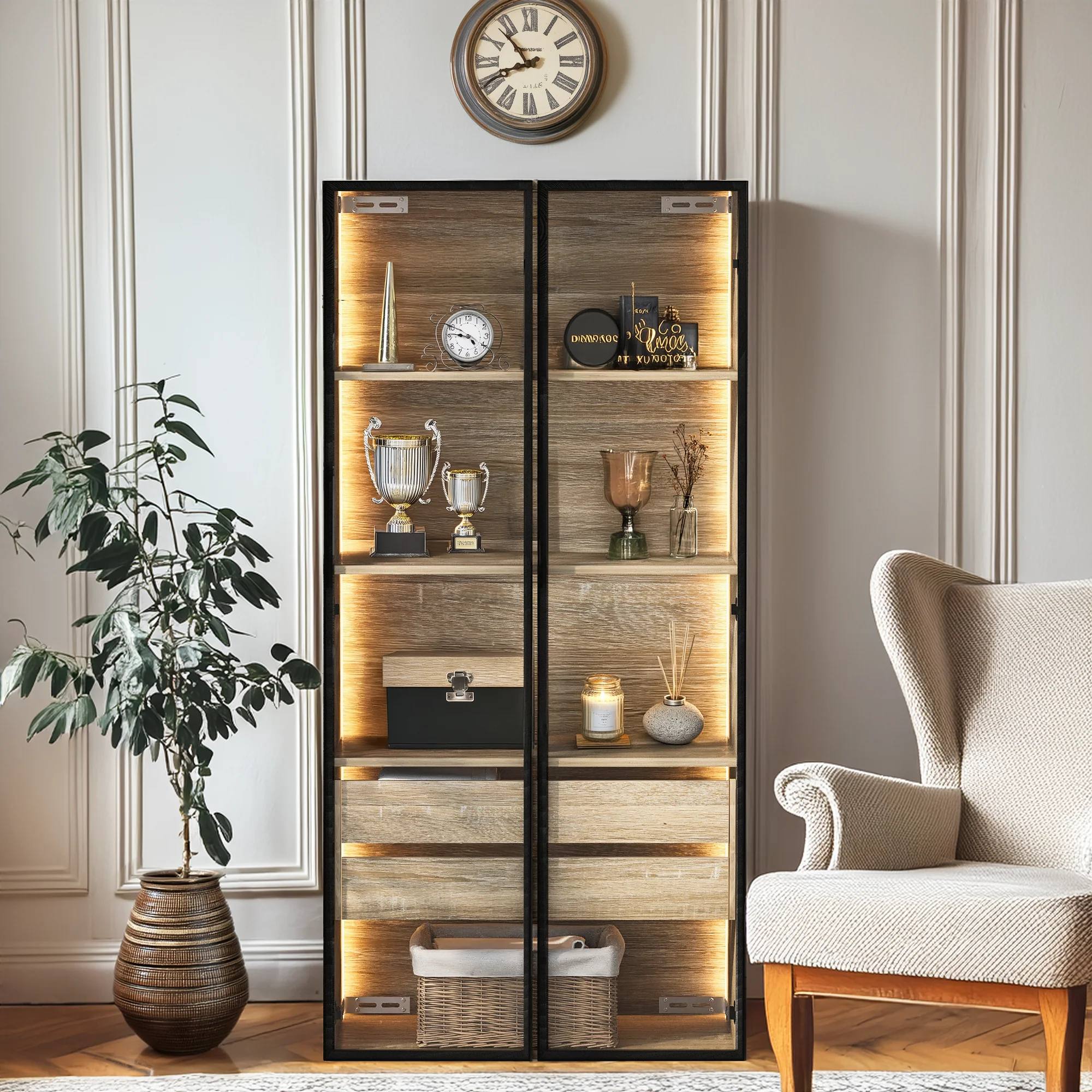 Bathroom Cabinet, 73cm, 2 Drawers & 2 Doors, Glass - Image 3