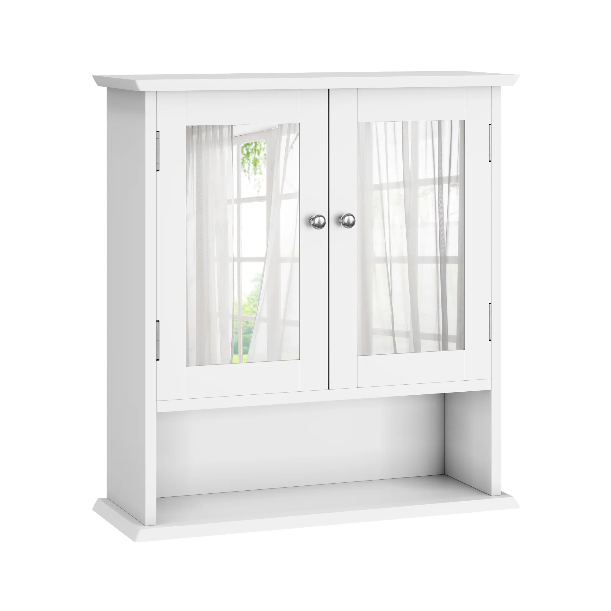 Bathroom Cabinet, Mirror & Adjustable Shelf, White - Image 7