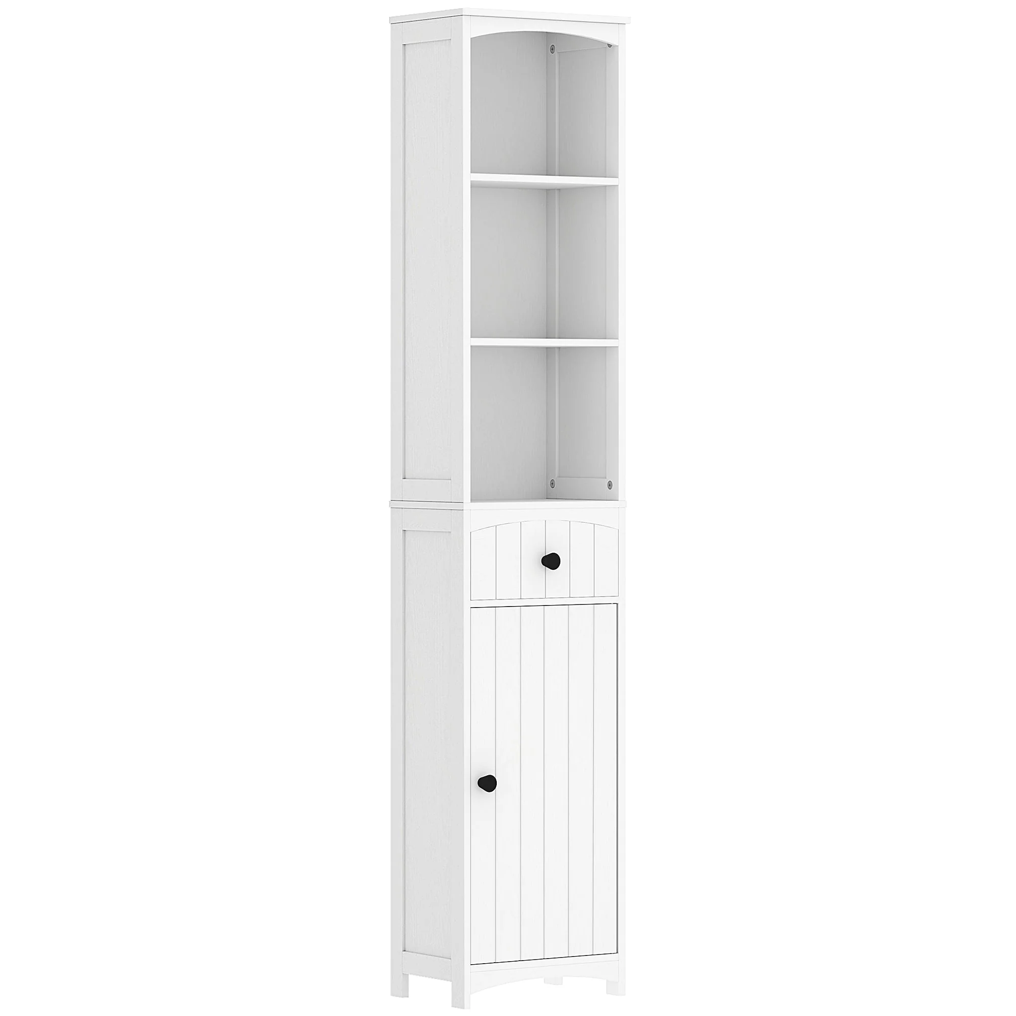 Bathroom Cabinet, Tall with 3 Shelves, 1 Drawer, White - Image 2