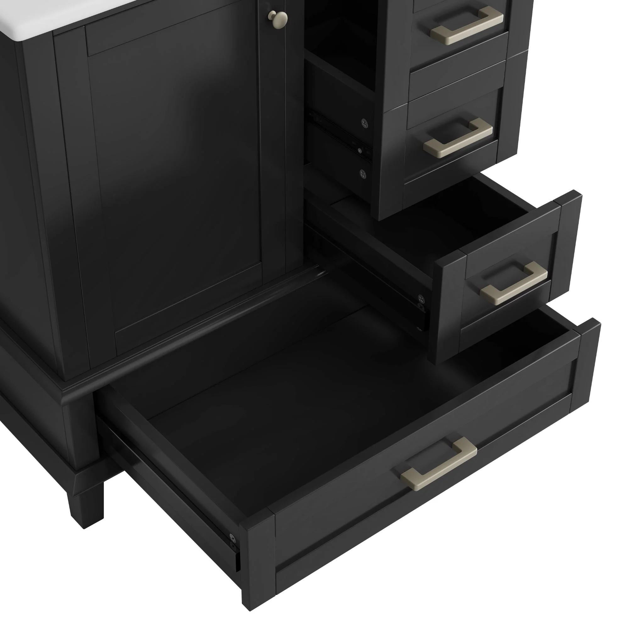 Bathroom Cabinet with Ceramic Sink and Silent Drawers, Black - Image 10