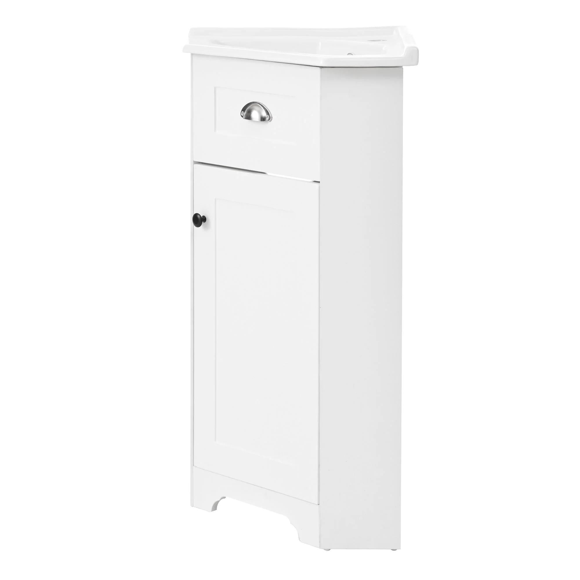 Bathroom Cabinet with Single Ceramic Sink and Waterproof MDF Body, White - Image 10