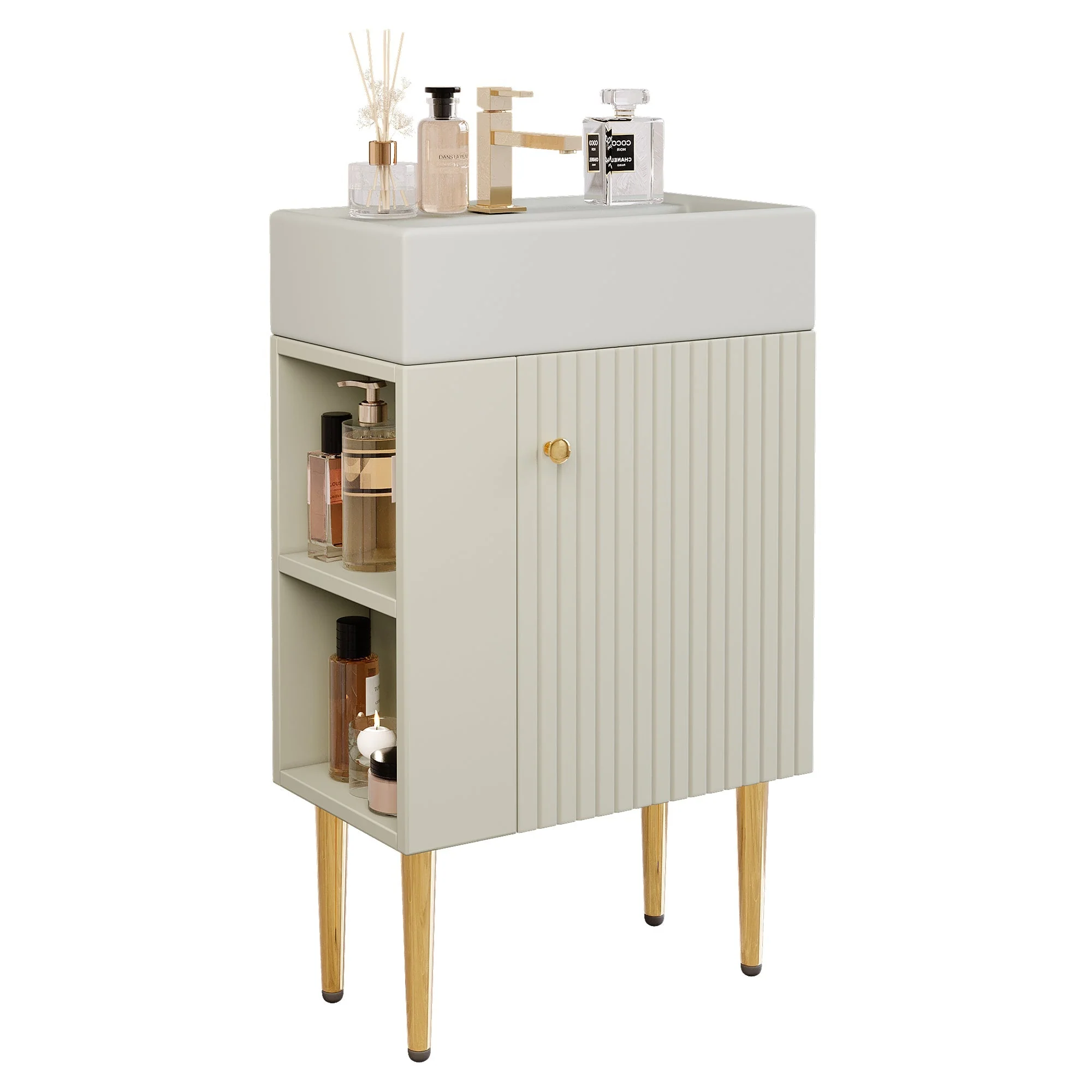 Bathroom Furniture Washbasin 55cm, Guest Bathroom Vanity Unit, White - Image 3