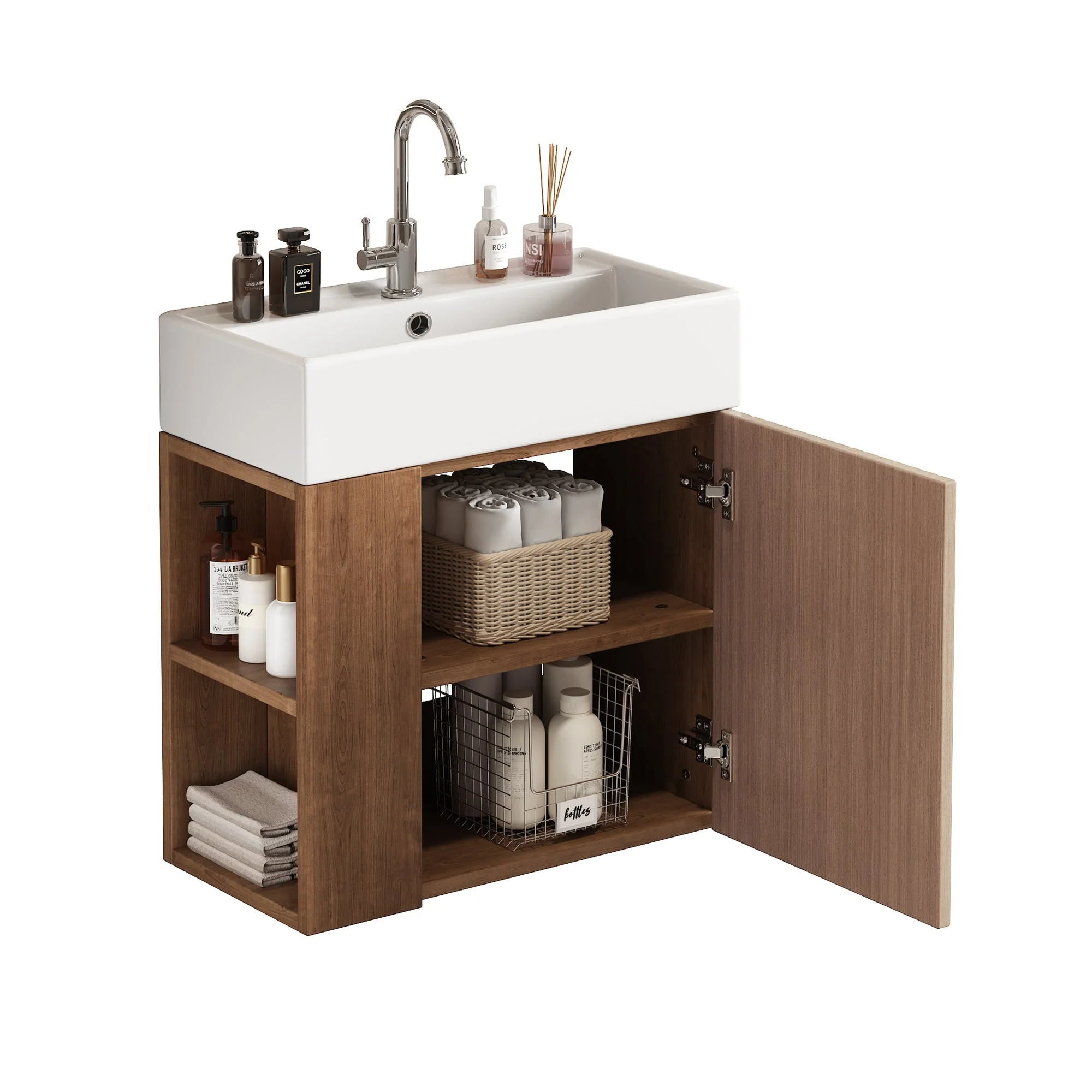 Bathroom Furniture Washbasin, 55cm Vanity Unit, Hanging, White - Image 5