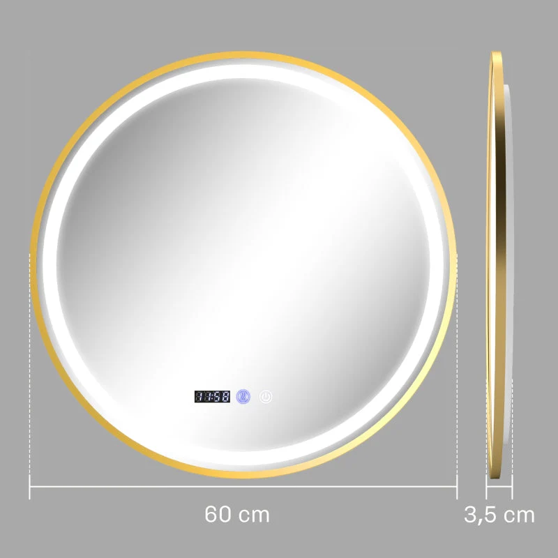 Bathroom Mirror with LED, Anti-Fog, Touch Control, Round - Image 3