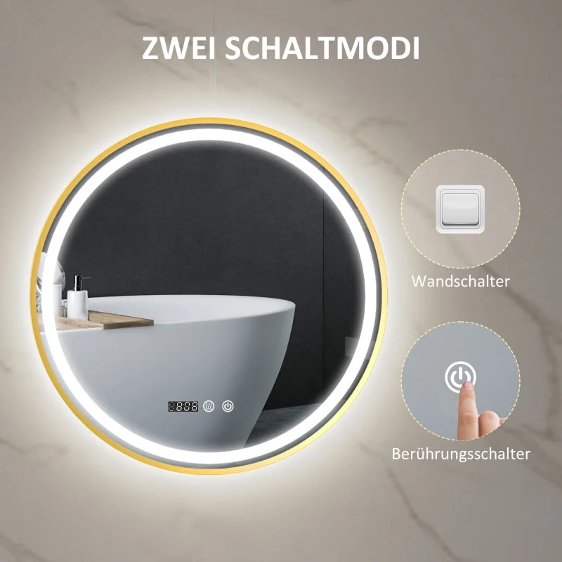 Bathroom Mirror with LED, Anti-Fog, Touch Control, Round - Image 8