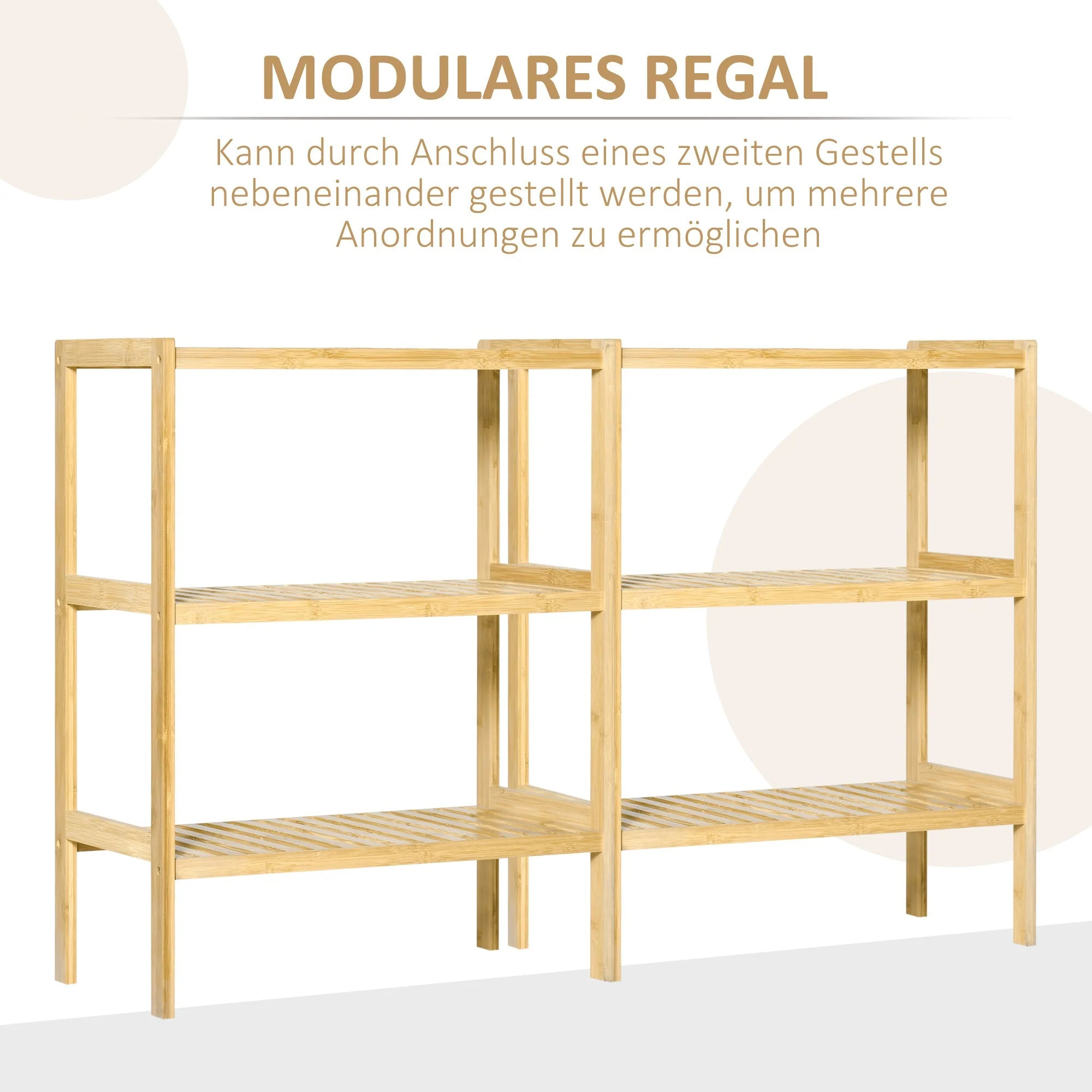 Bathroom Shelf, 3 Levels Standing Kitchen, Natural Bamboo - Image 5