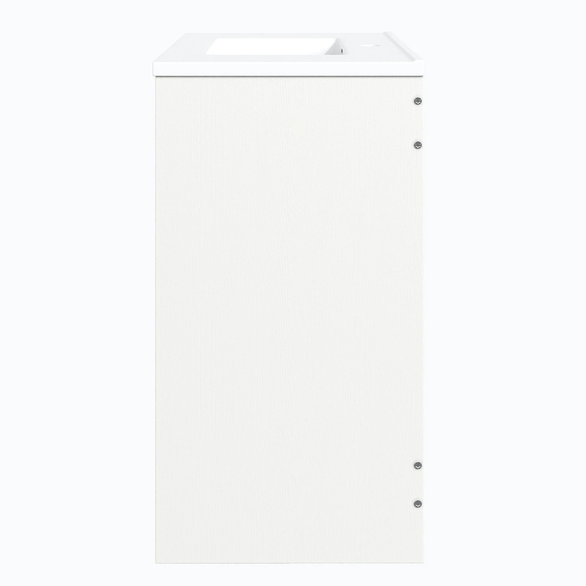 Bathroom Vanity Unit with Ceramic Sink and Barn Door Storage, White - Image 10