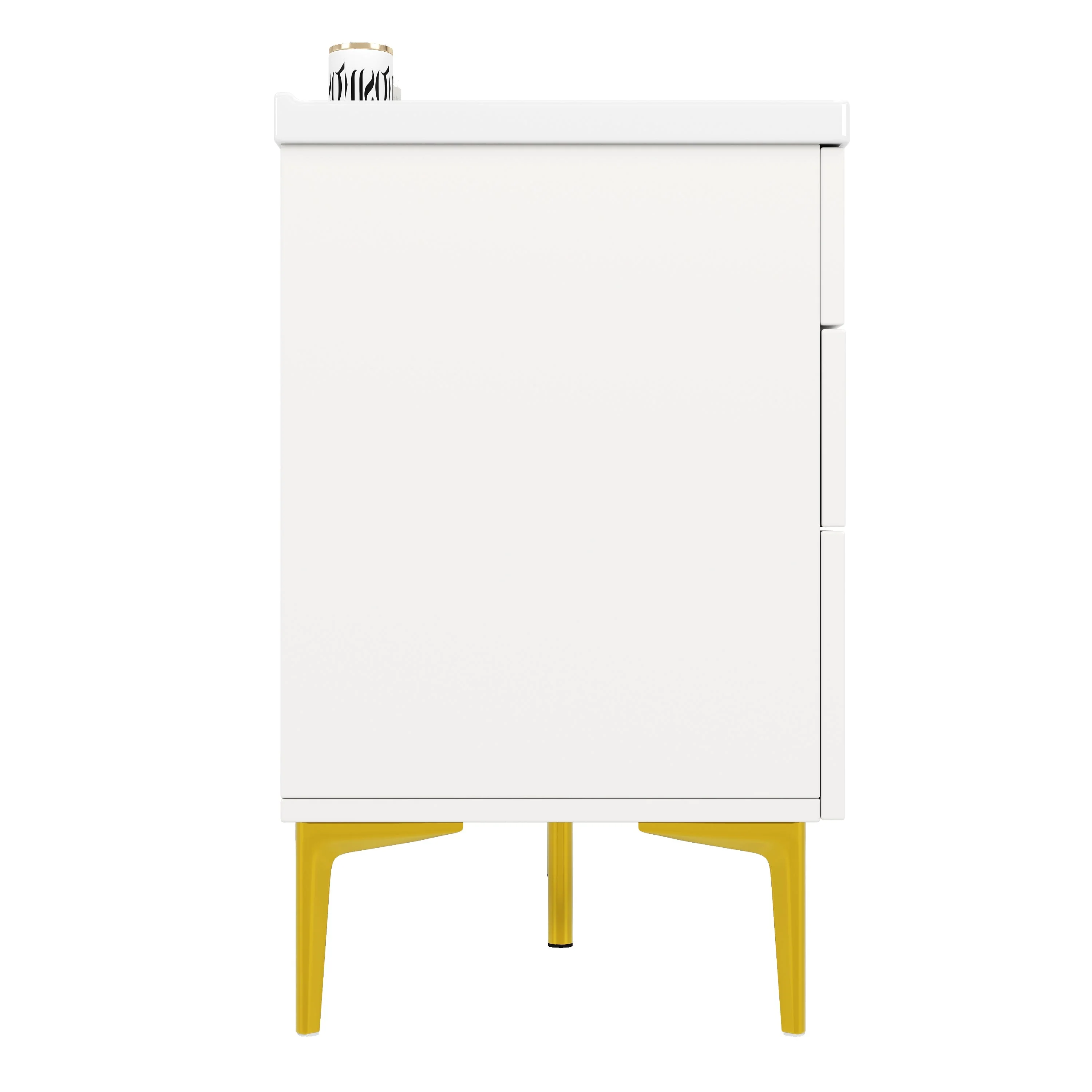 Bathroom Vanity Unit with Ceramic Sink and Storage Drawers, White and Gold - Image 10