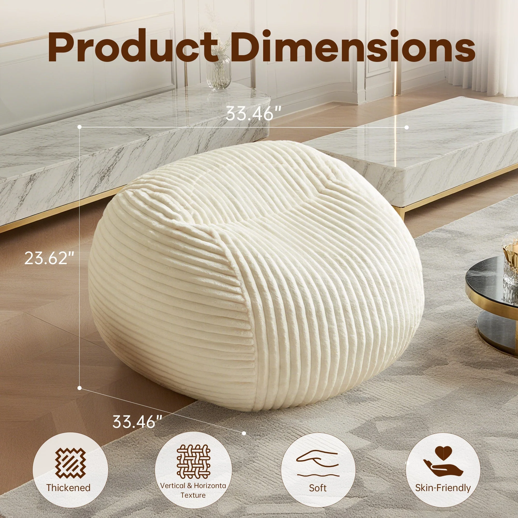Bean Bag Chair Ultra Plush Memory Foam Lounge Sofa - Beige - Image 4