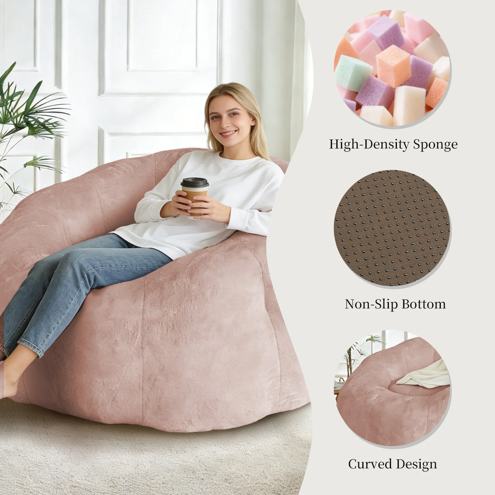 Bean Bag Lounge Chair Large Round Enhanced Stability - Image 5