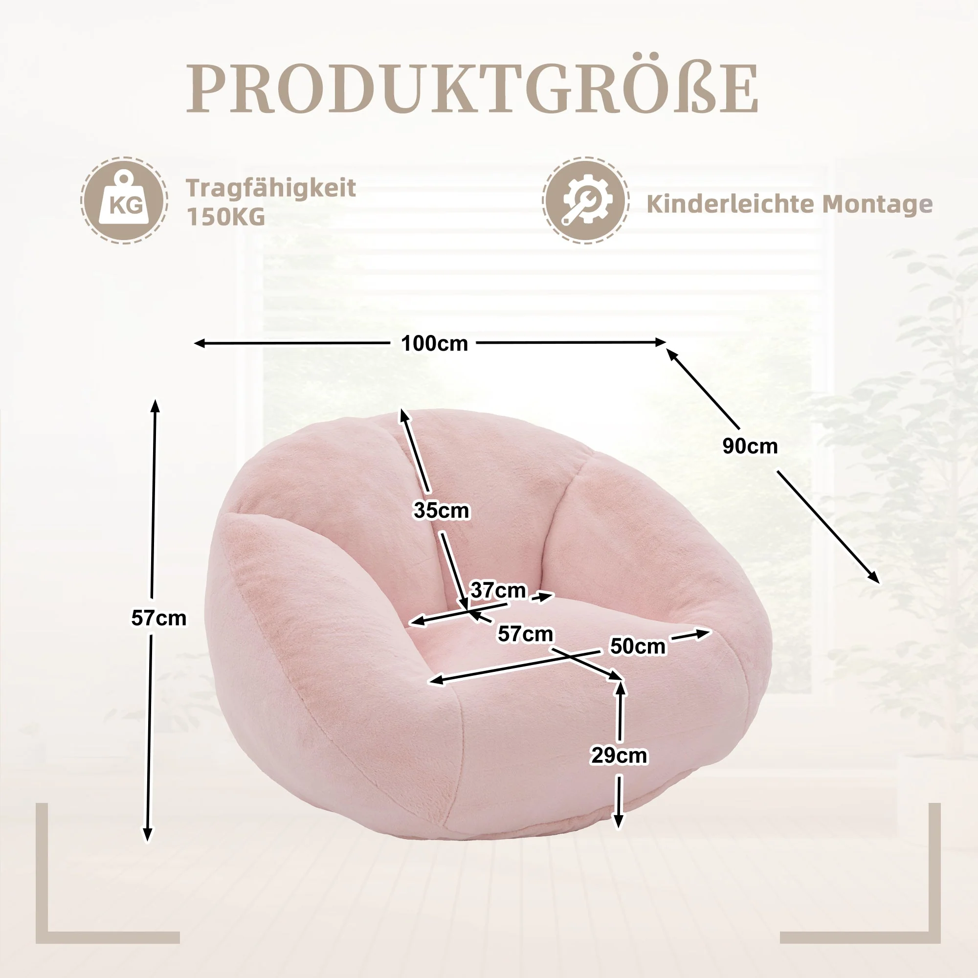 Beanbag Sofa Soft Plush Non-slip No Assembly Required - Image 7