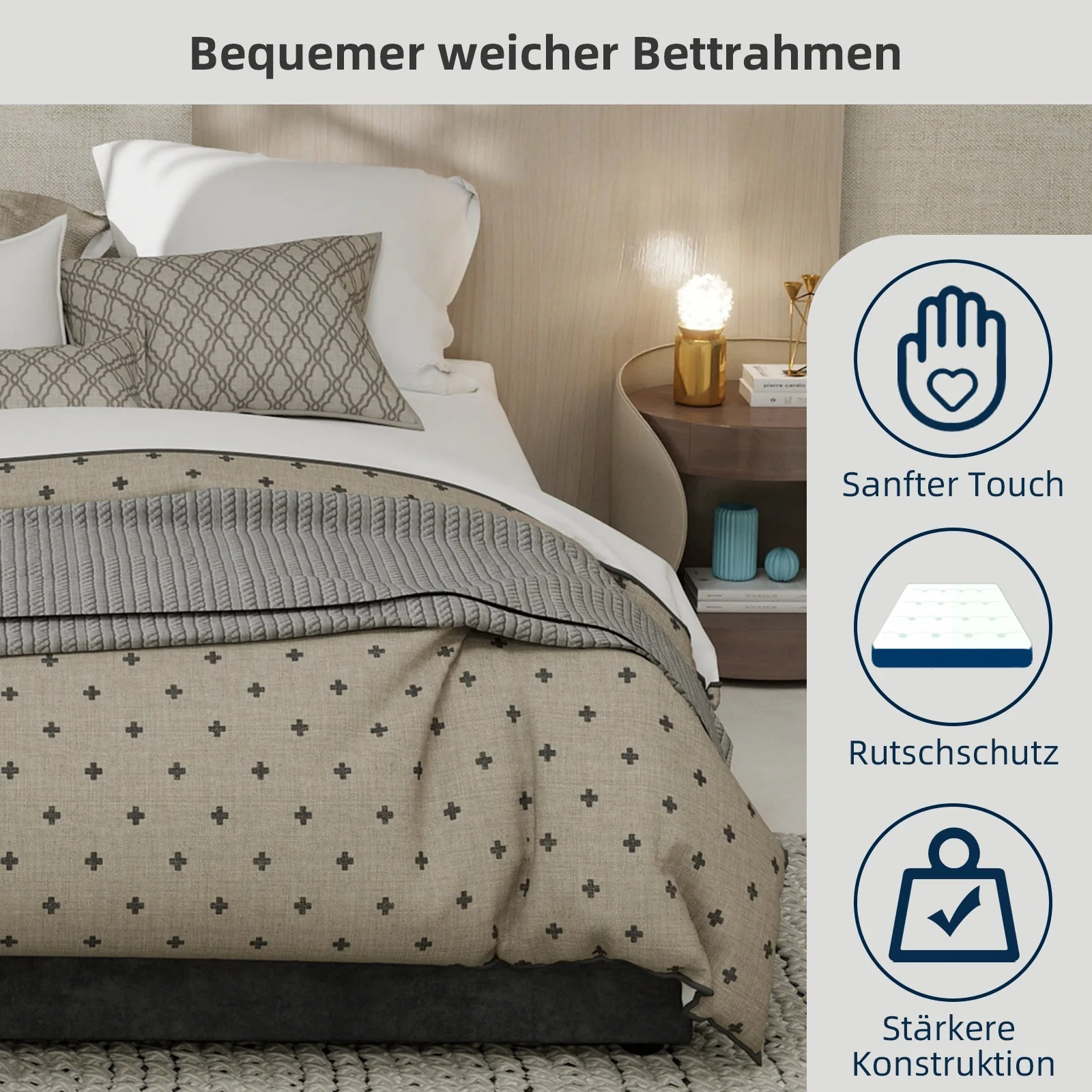 Bed Frame, 140x200cm Gas Lift Storage, Dutch Velvet Grey - Image 8