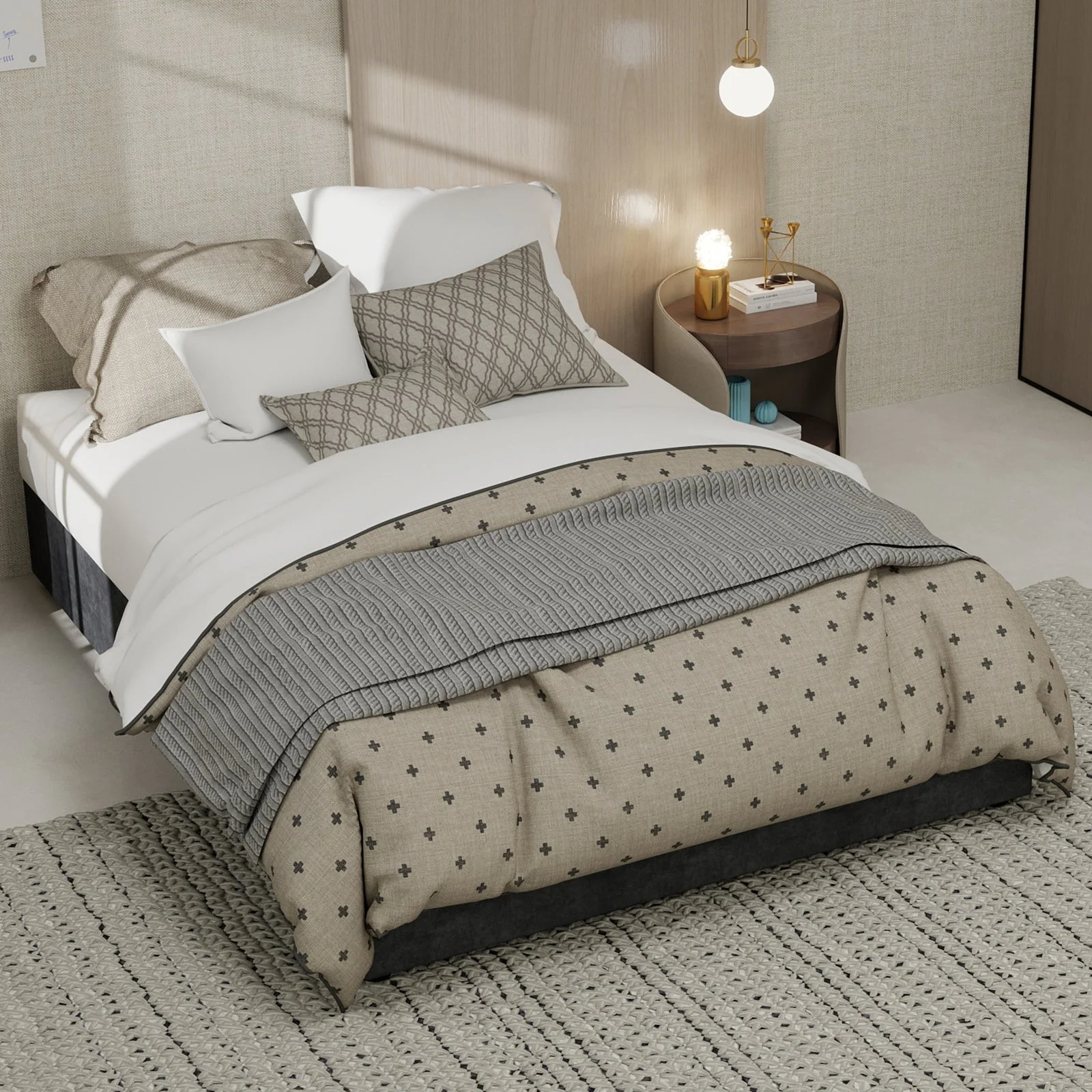 Bed Frame 140x200cm with Gas Lift - Dutch Velvet Grey - Image 5