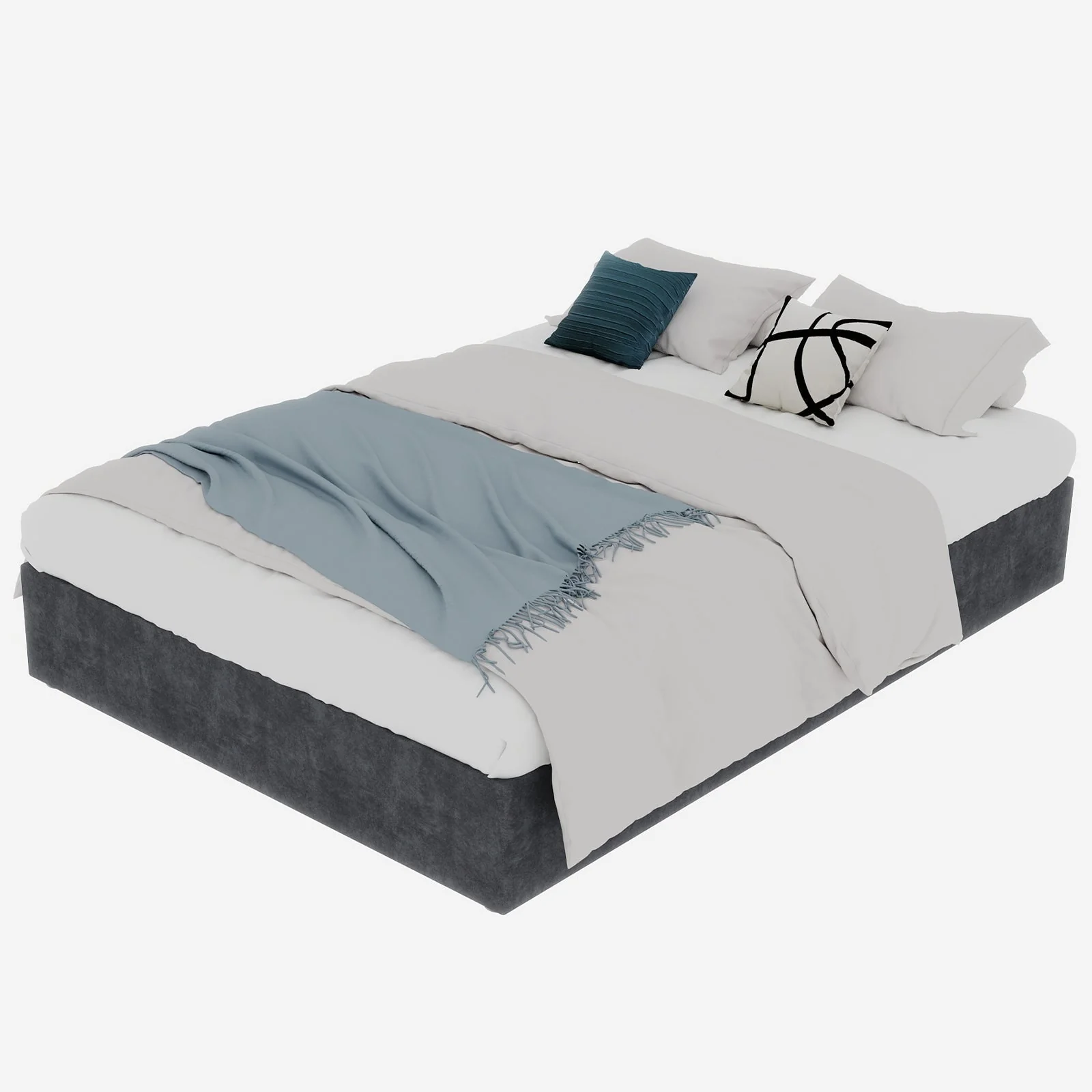 Bed Frame 160x200cm Minimalist Gas Lift Rods, Dutch Velvet Gray - Image 3