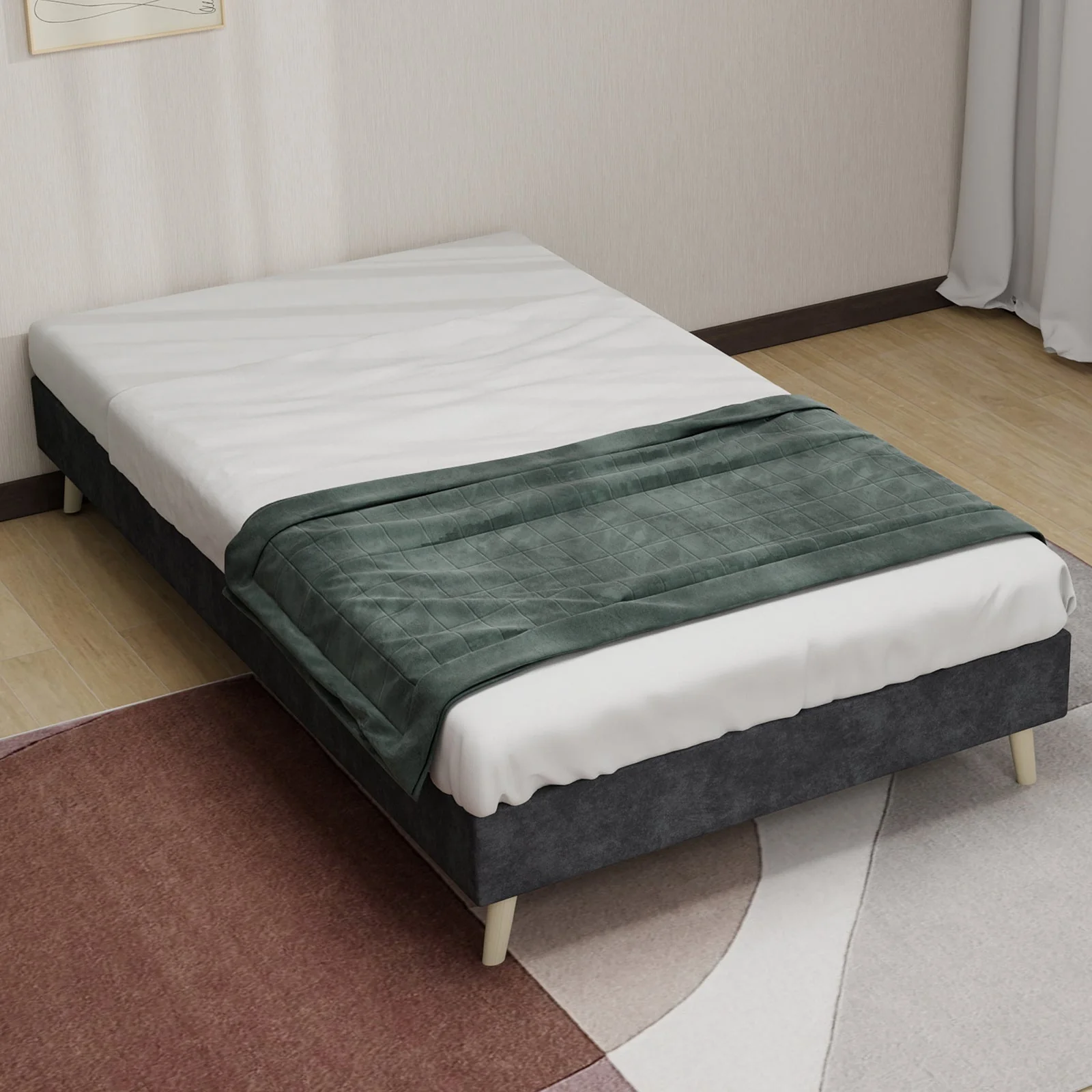 Bed Frame Modern Minimalist 90x200cm Low-Profile Dutch Velvet Grey - Image 3