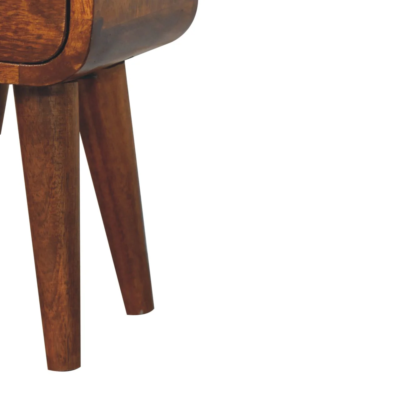 Bedside Table, Extra Mini Curved Chestnut 2 Drawers, Dark Brown Solid Wood - Image 5